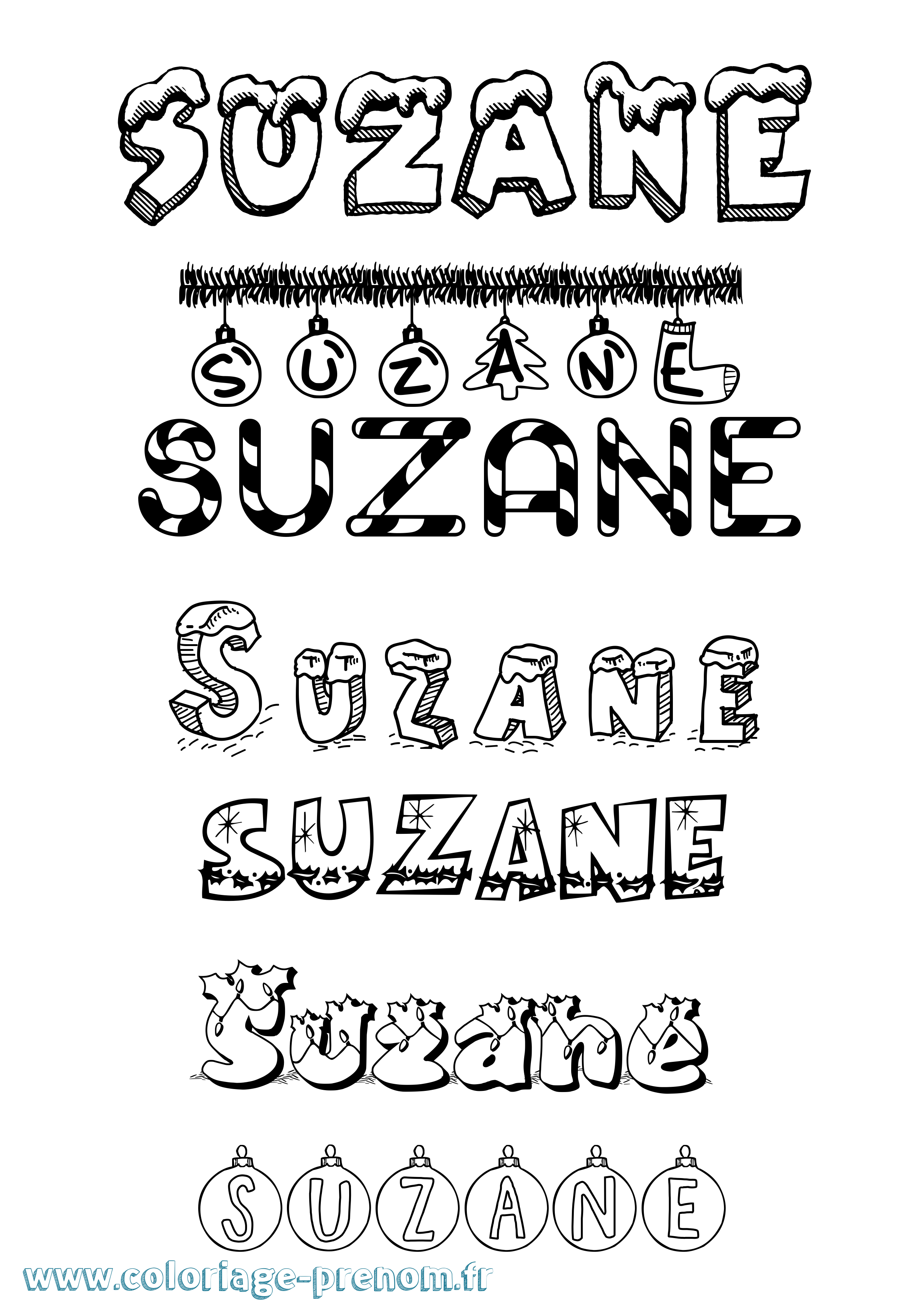 Coloriage Suzane Noël Coloriage prénom Suzane Noël