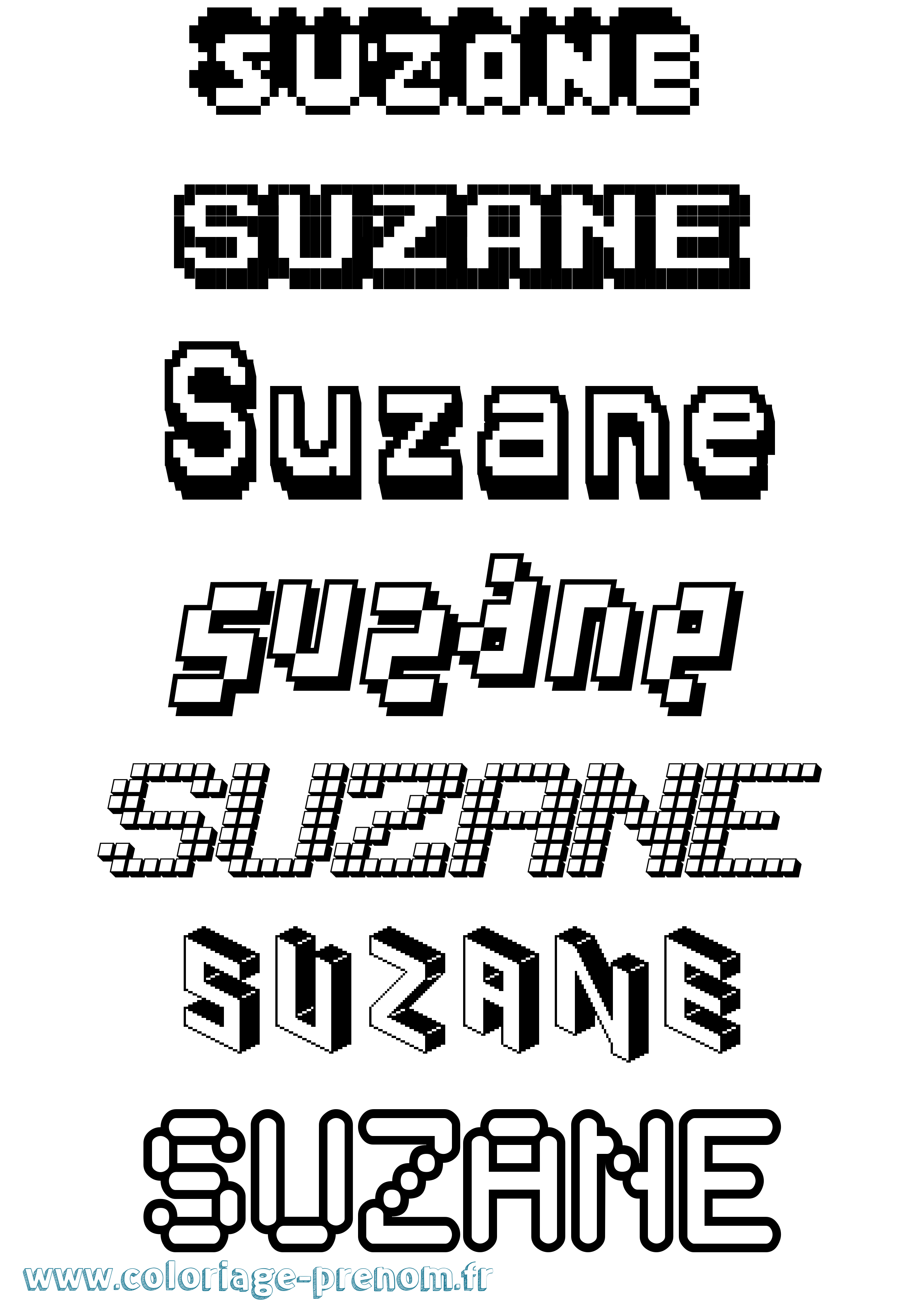 Coloriage prénom Suzane Pixel
