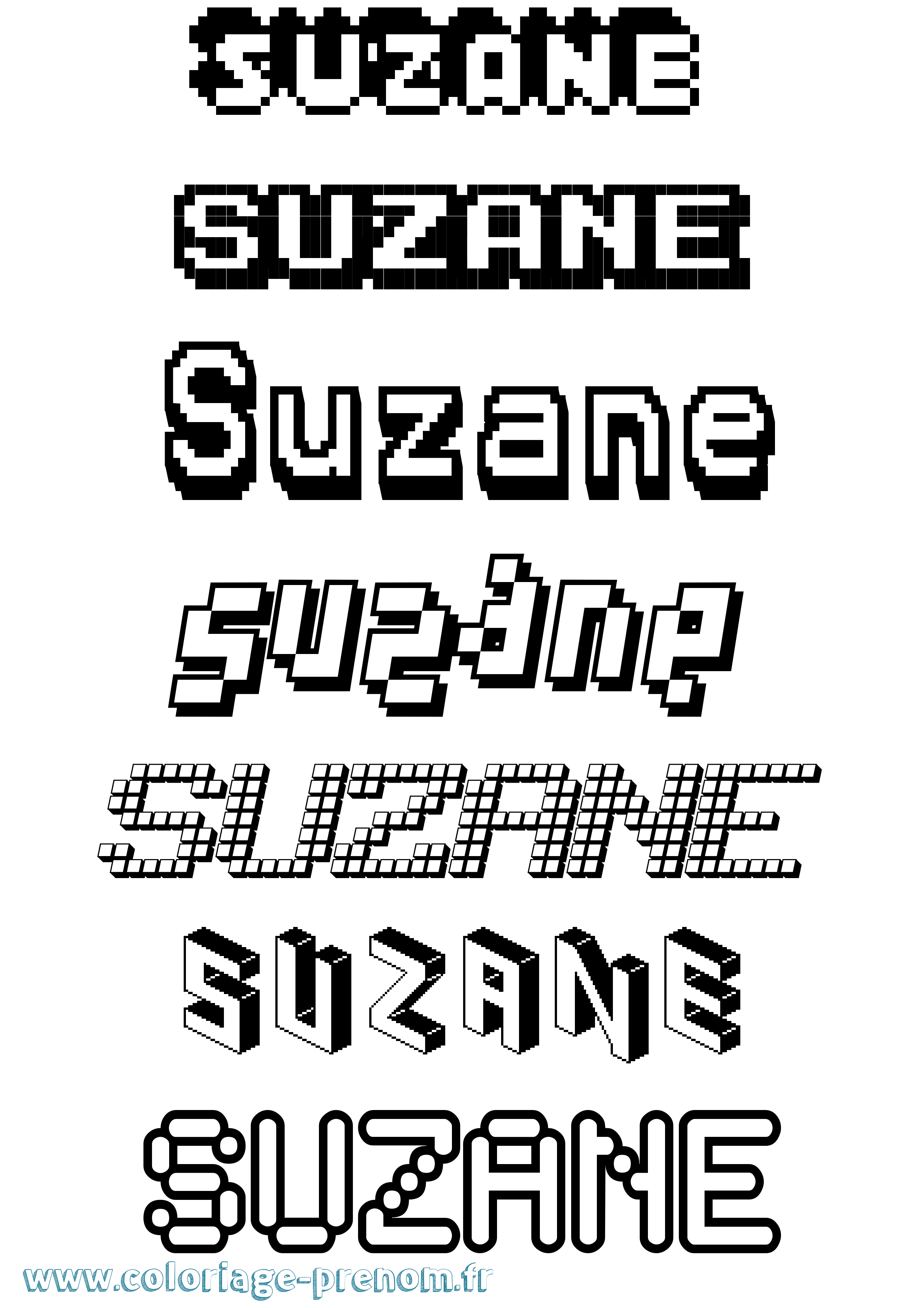 Coloriage Suzane Pixel Coloriage prénom Suzane Pixel
