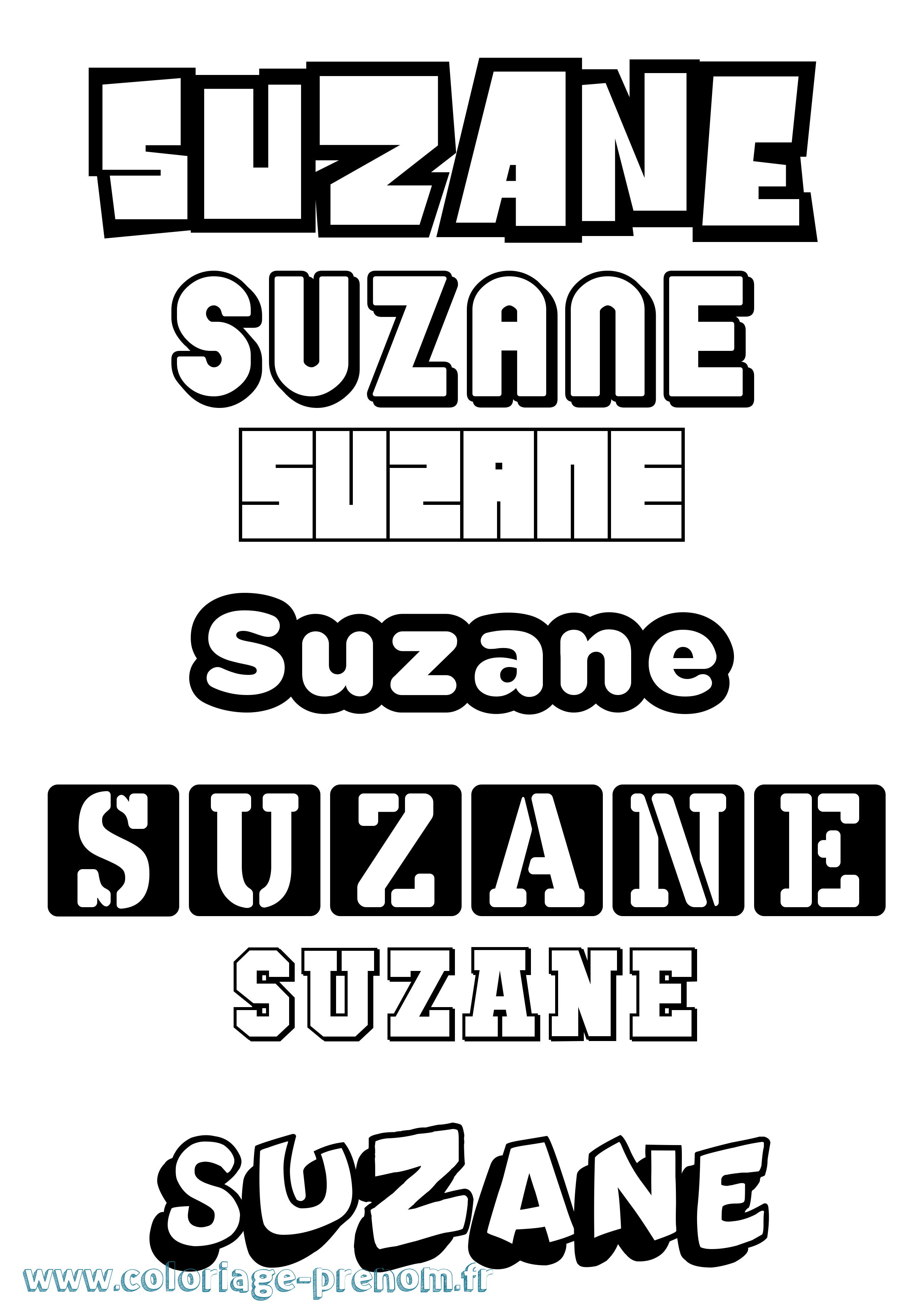Coloriage prénom Suzane Simple