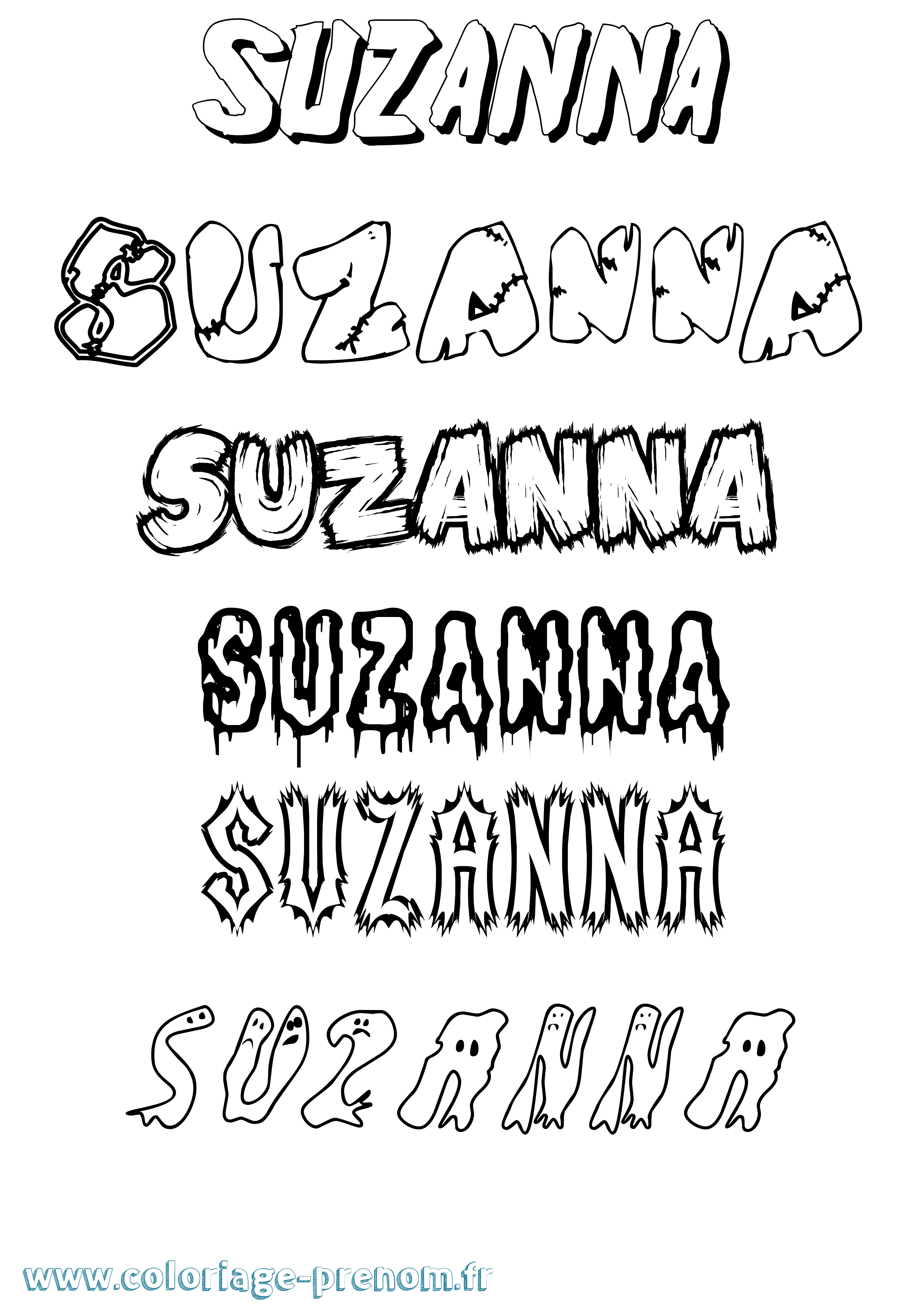 Coloriage prénom Suzanna Frisson