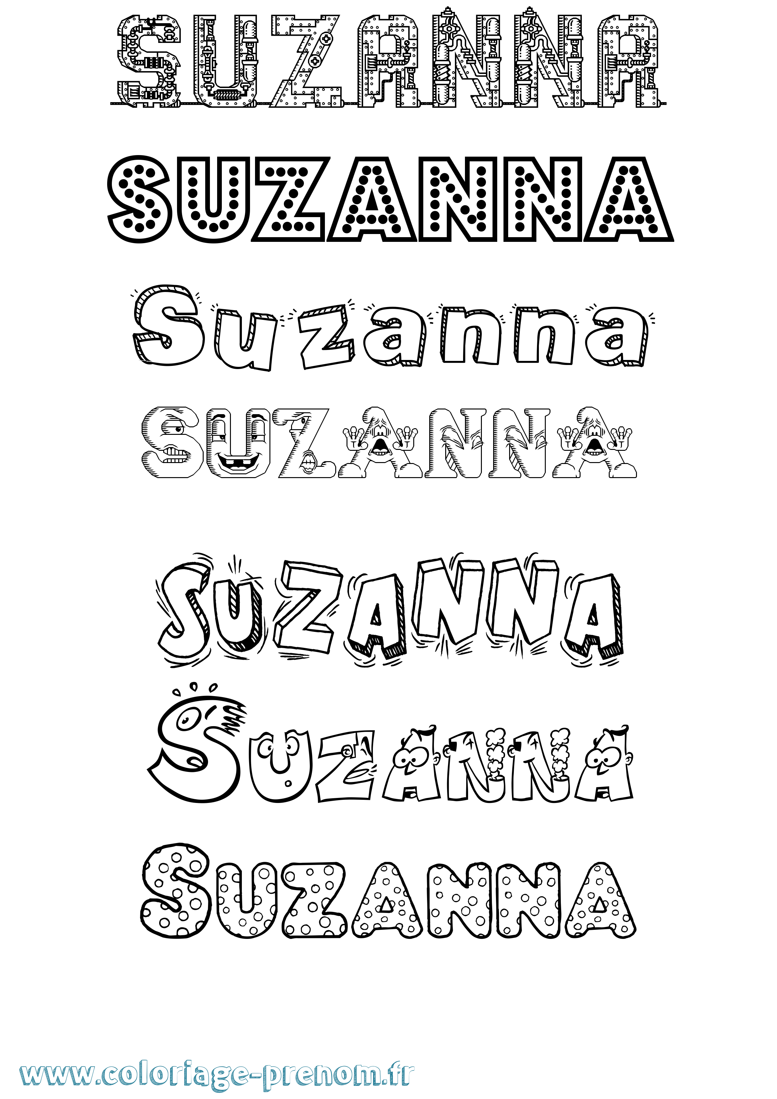 Coloriage prénom Suzanna Fun
