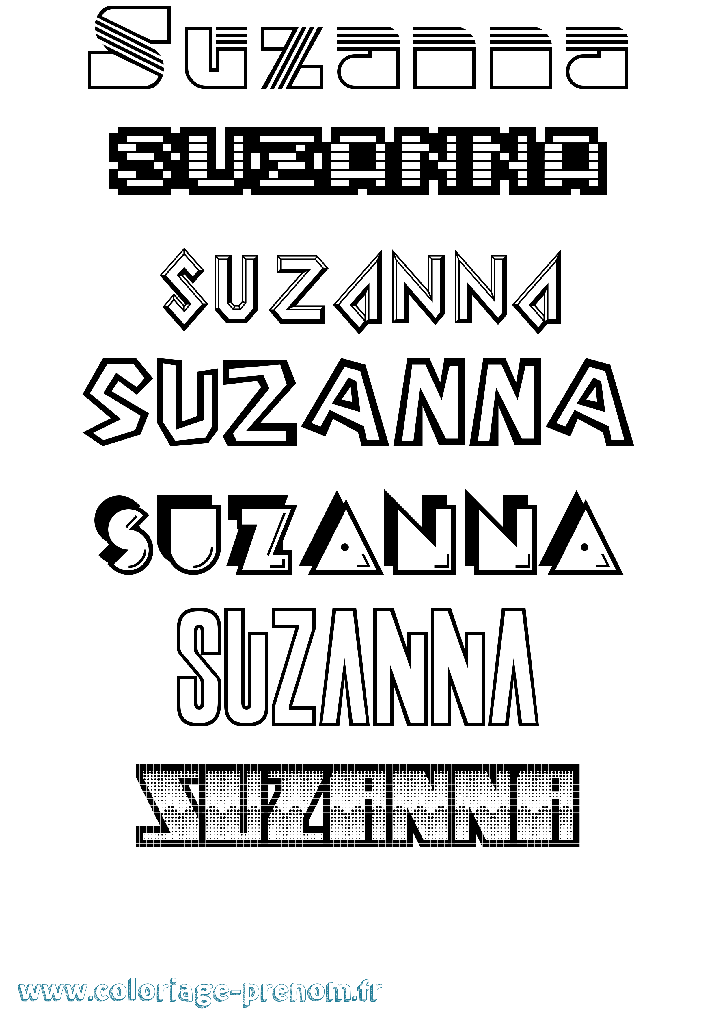 Coloriage prénom Suzanna Jeux Vidéos