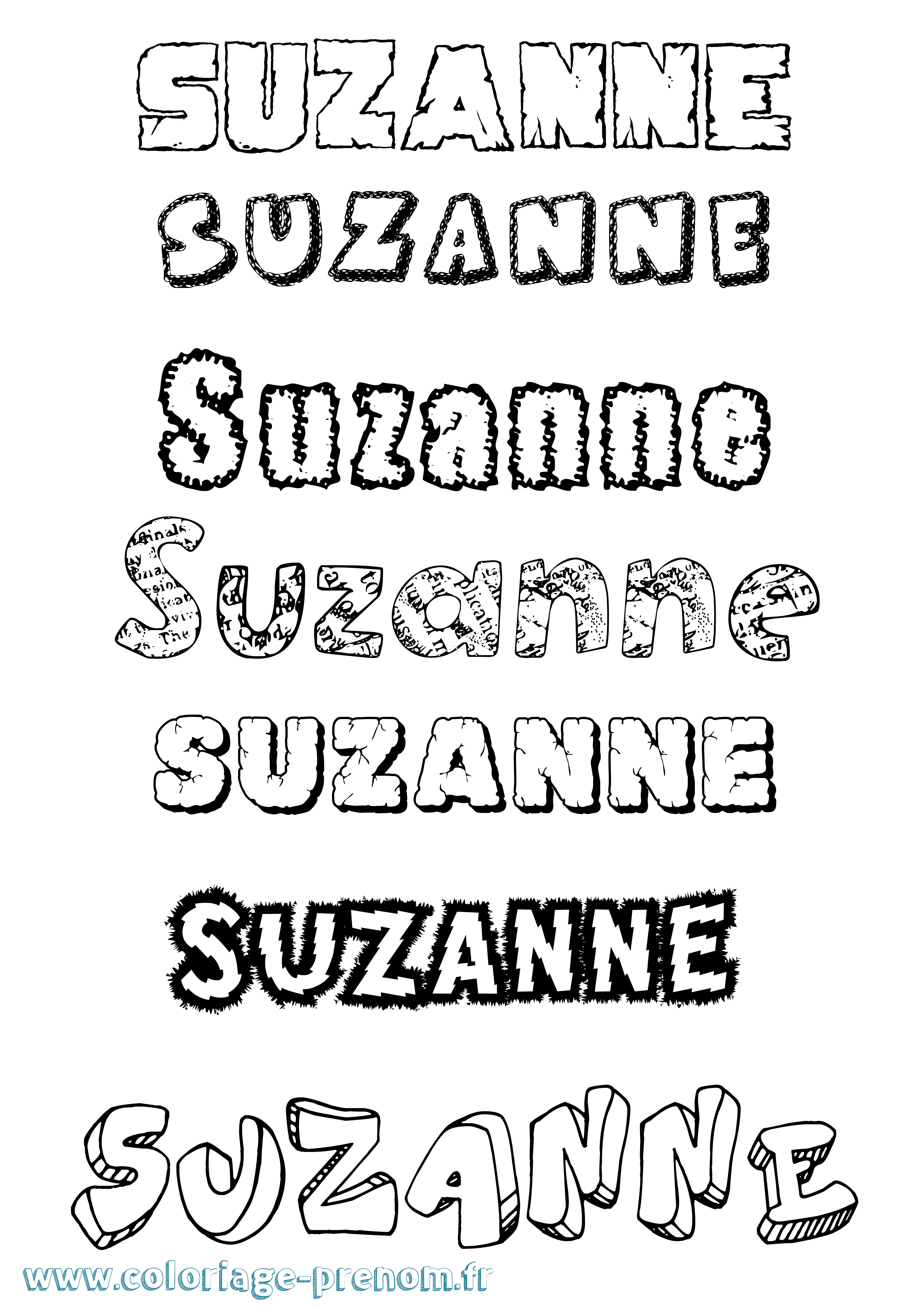 Coloriage prénom Suzanne Destructuré