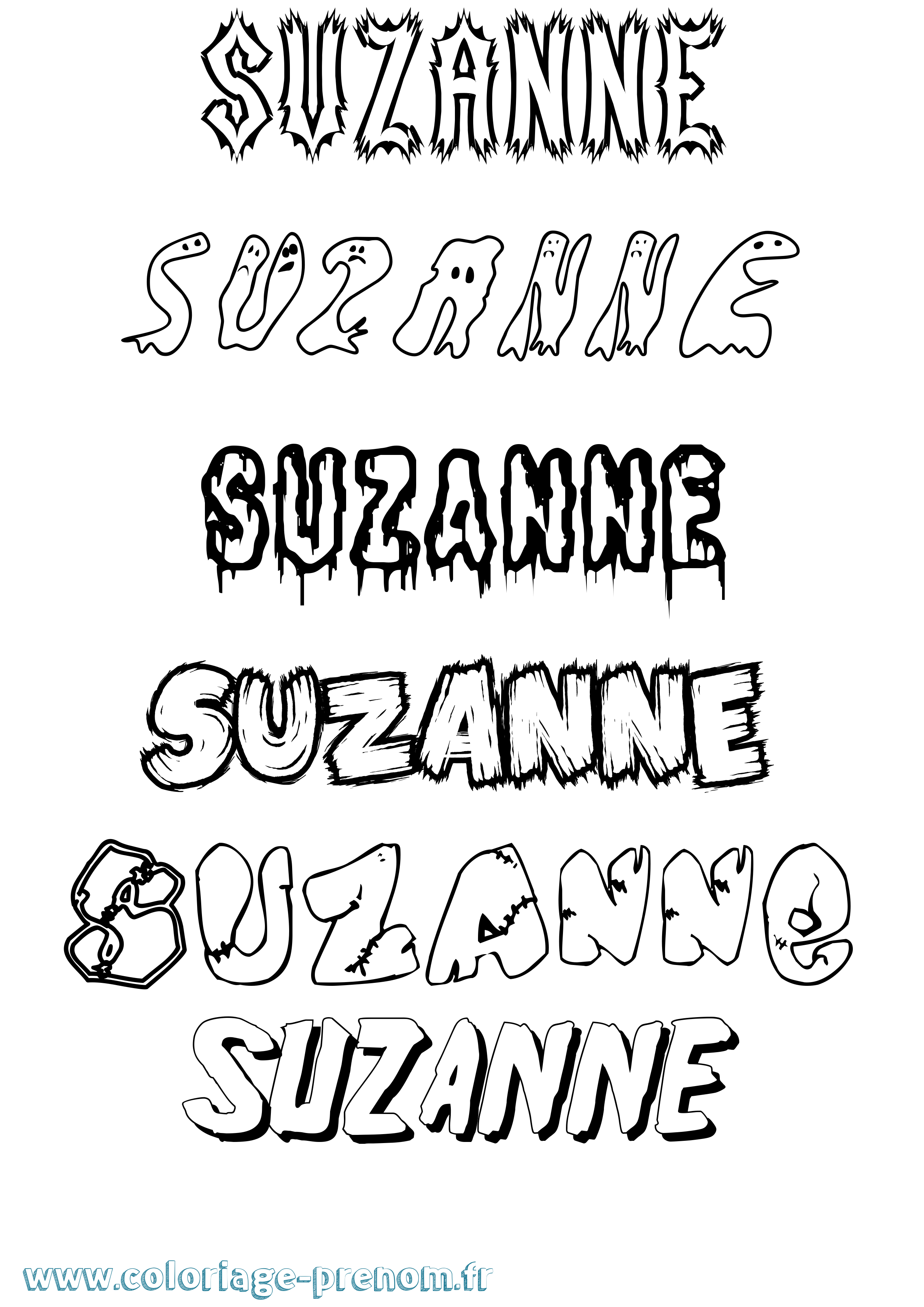 Coloriage prénom Suzanne Frisson