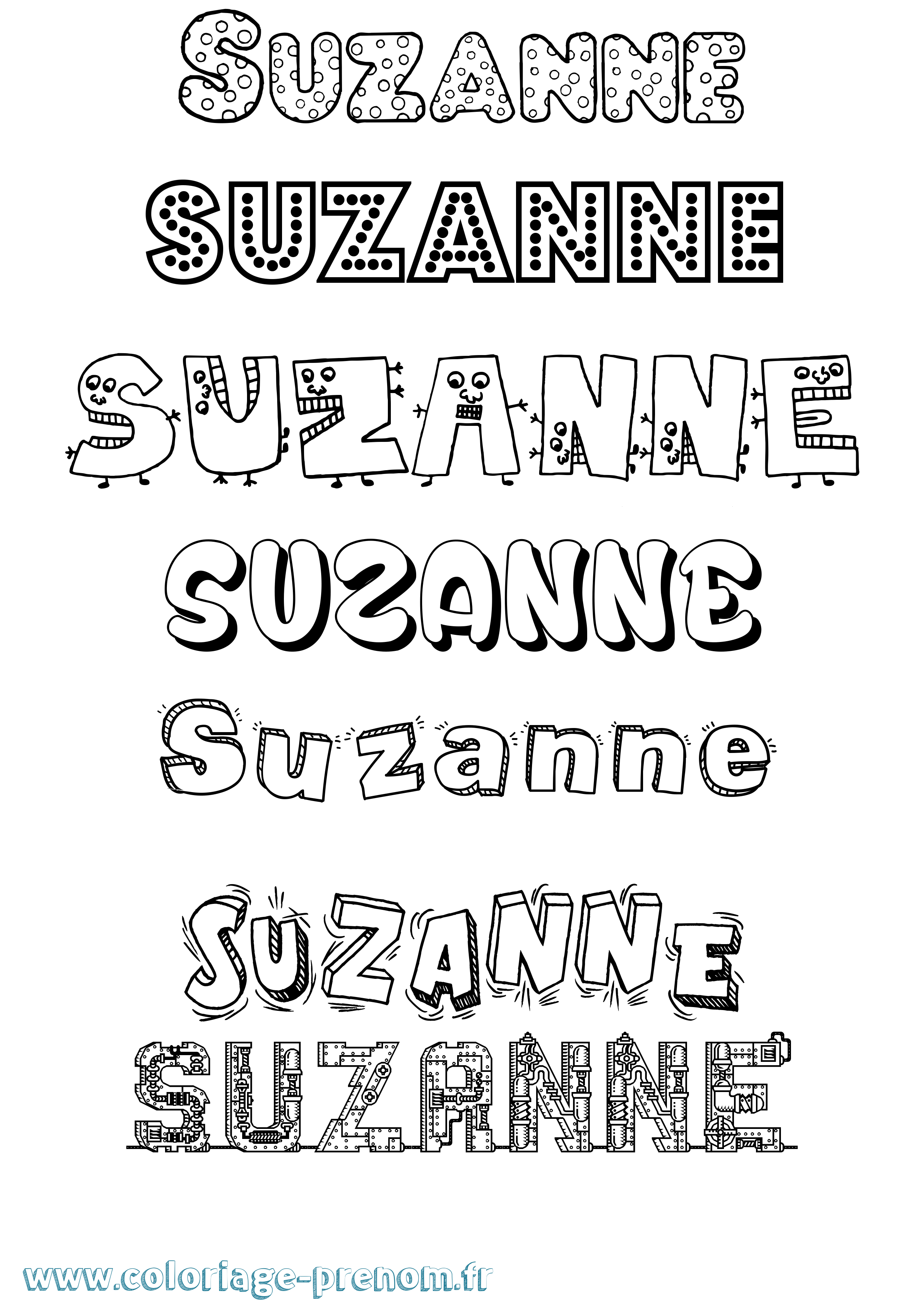 Coloriage prénom Suzanne Fun