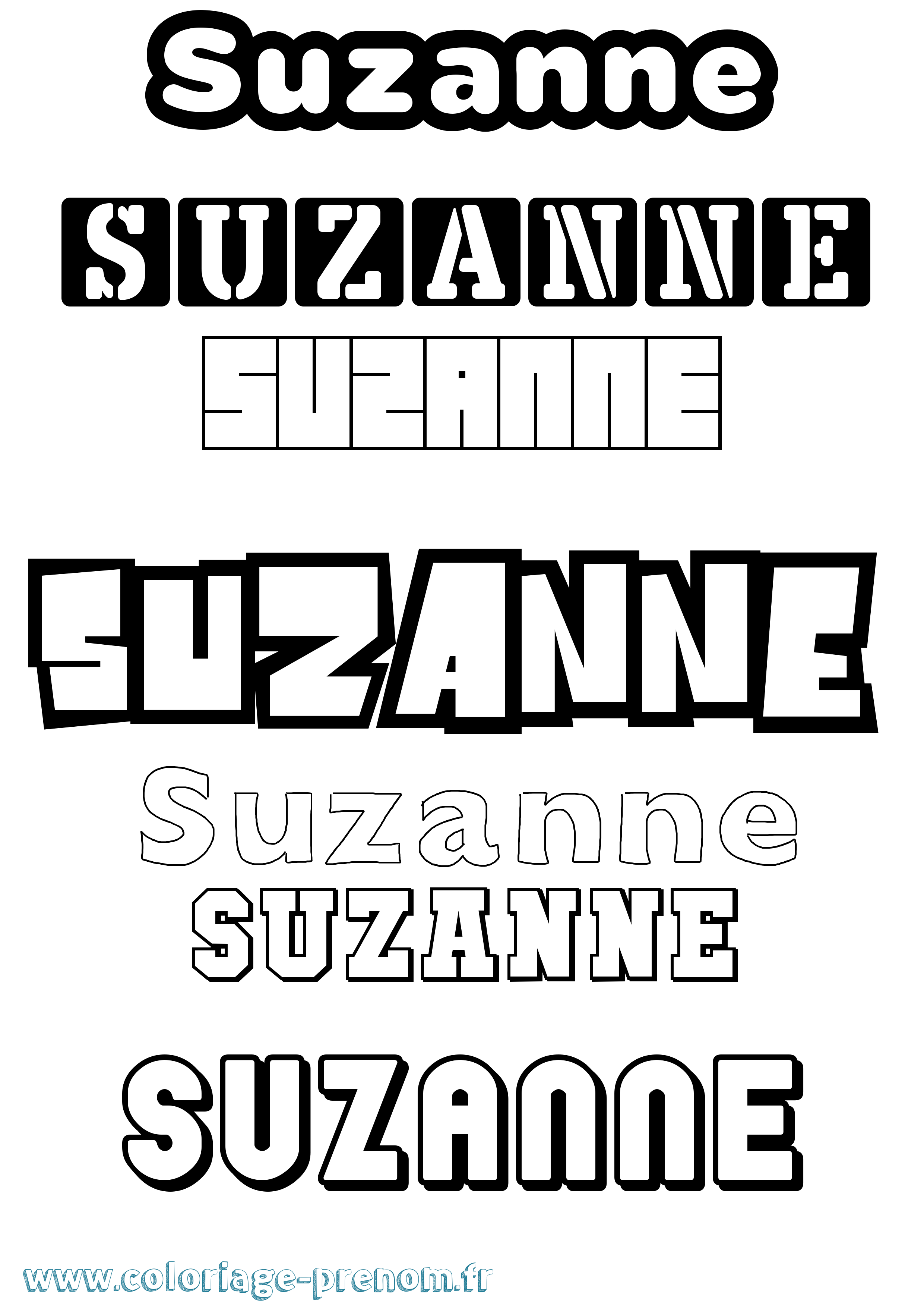Coloriage prénom Suzanne Simple