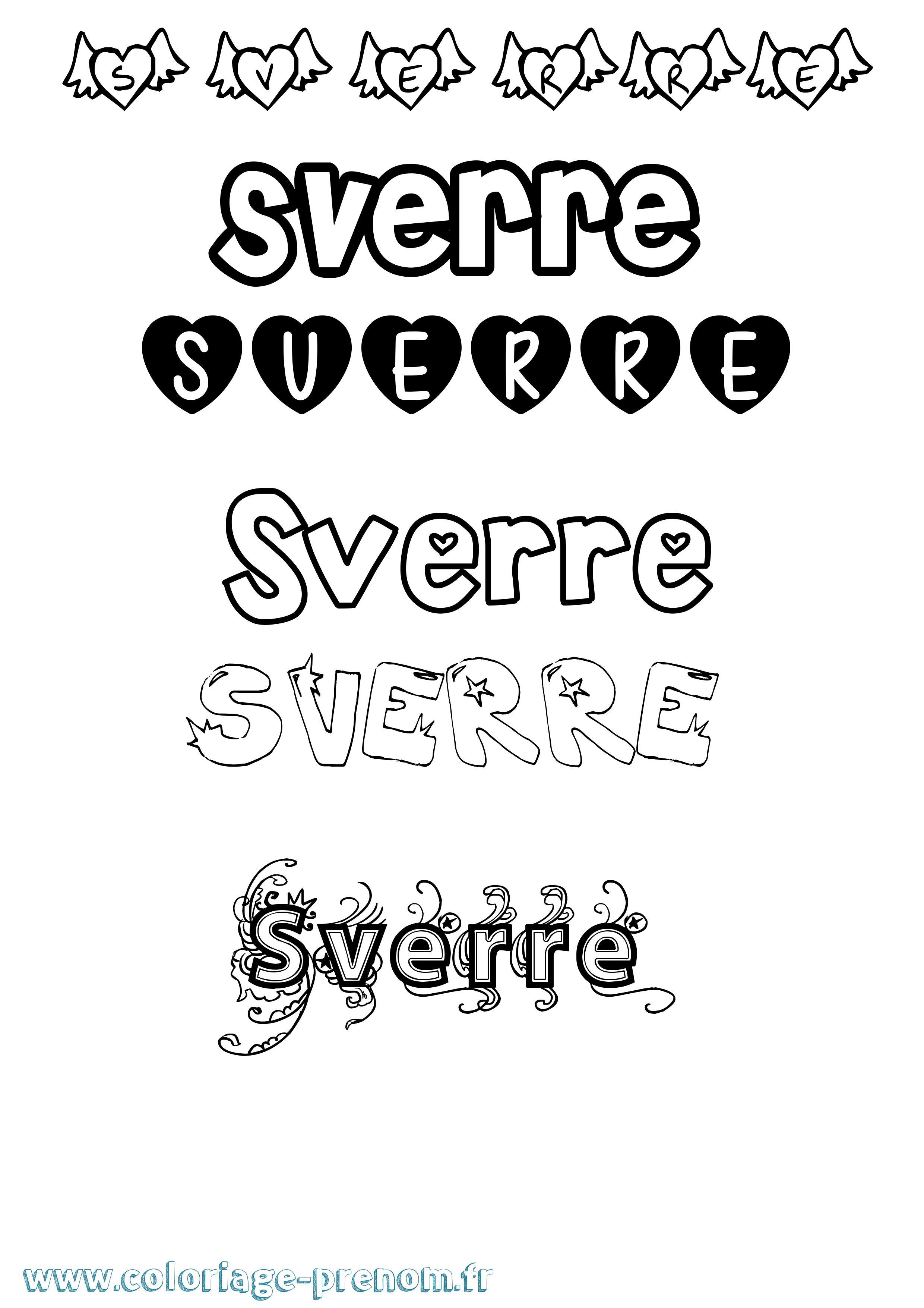 Coloriage prénom Sverre Girly
