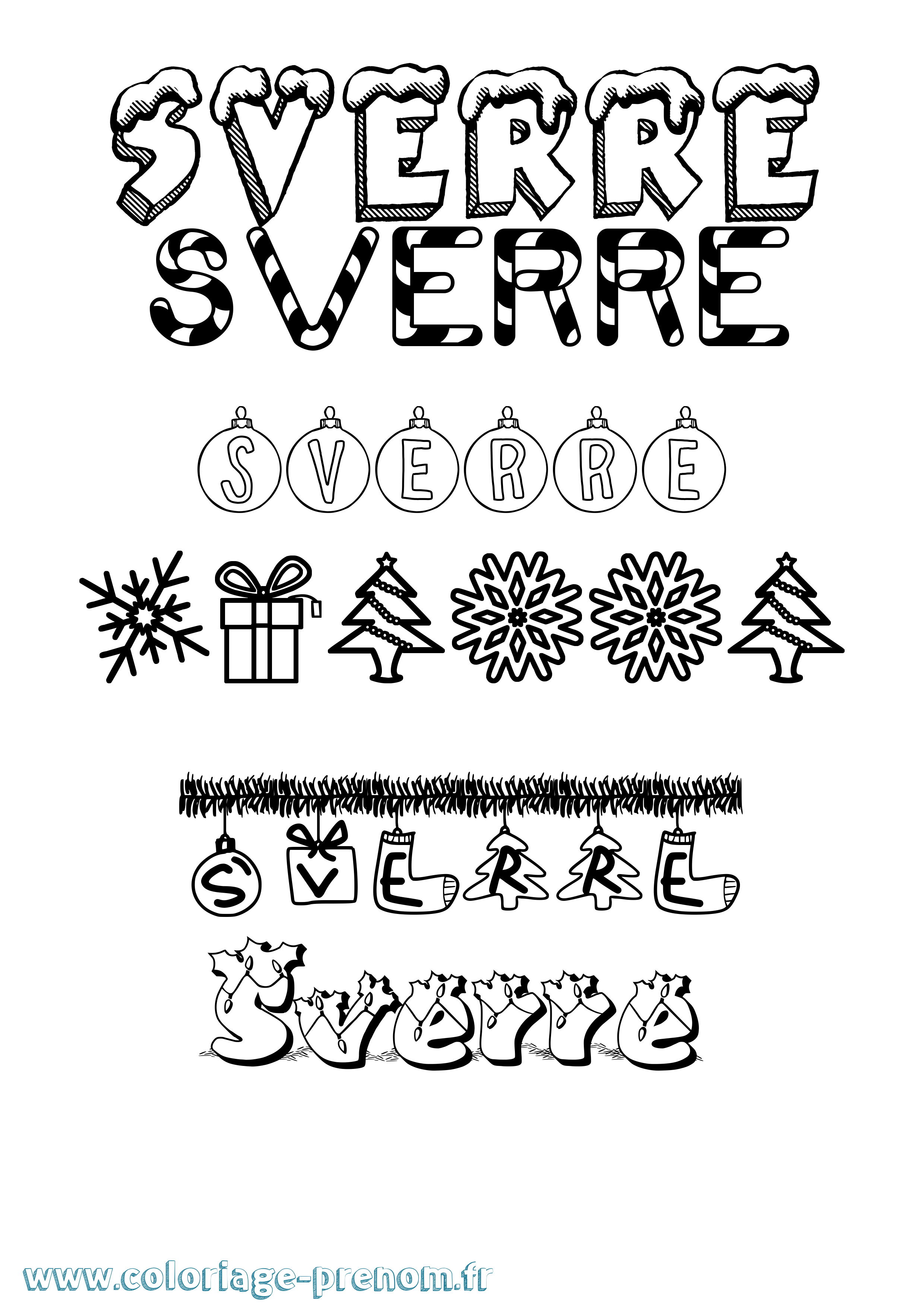Coloriage prénom Sverre Noël