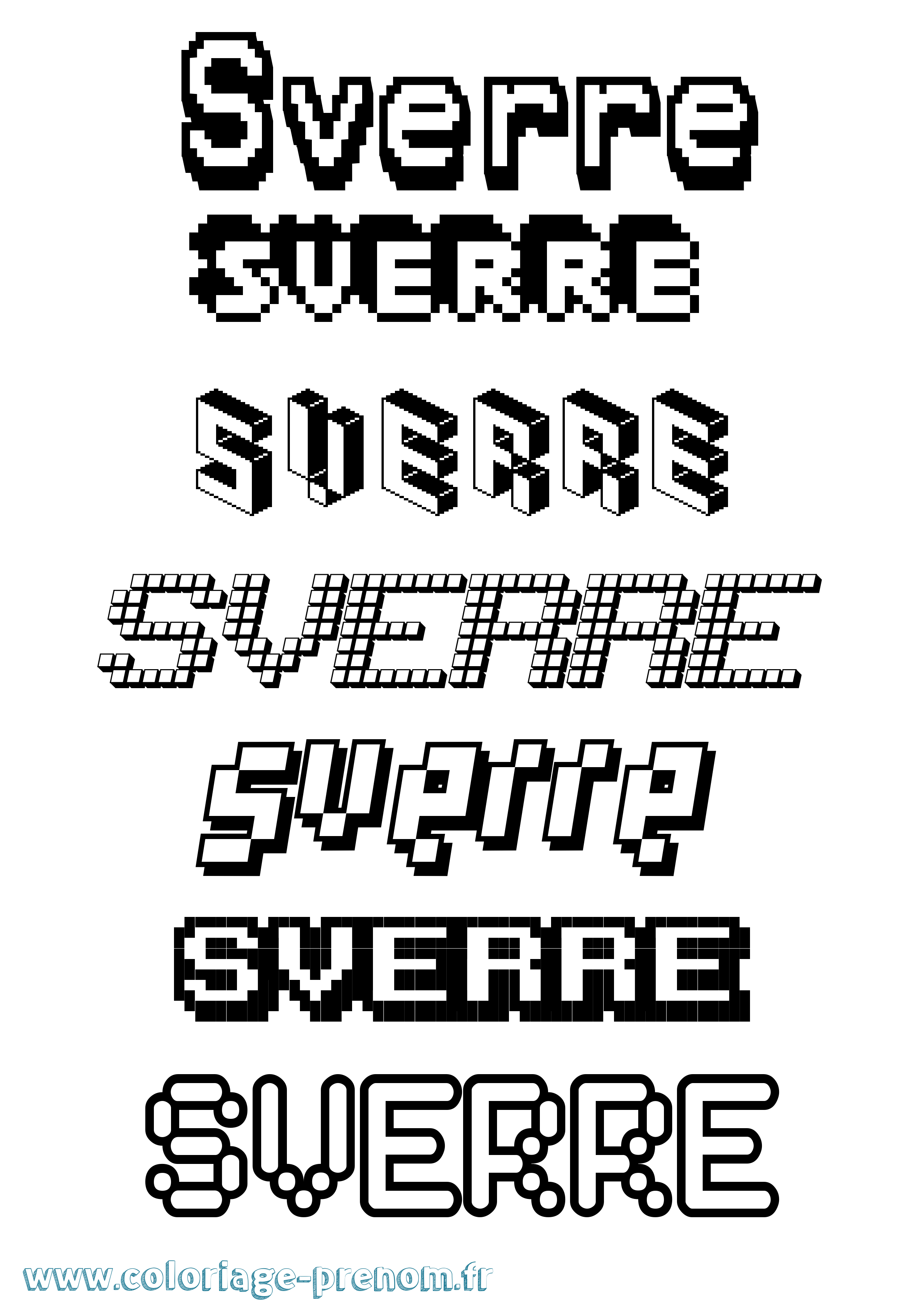 Coloriage prénom Sverre Pixel