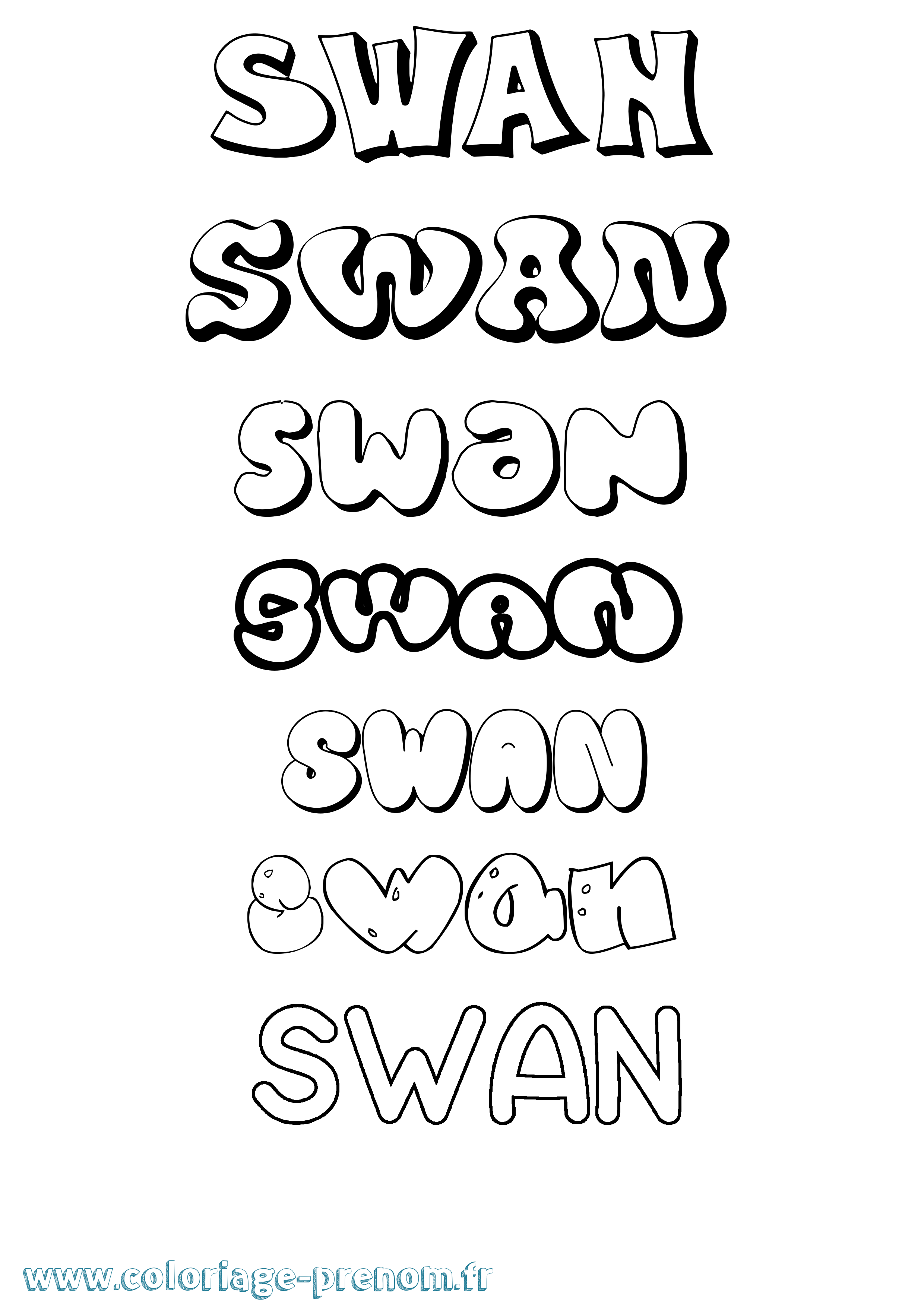 Coloriage prénom Swan