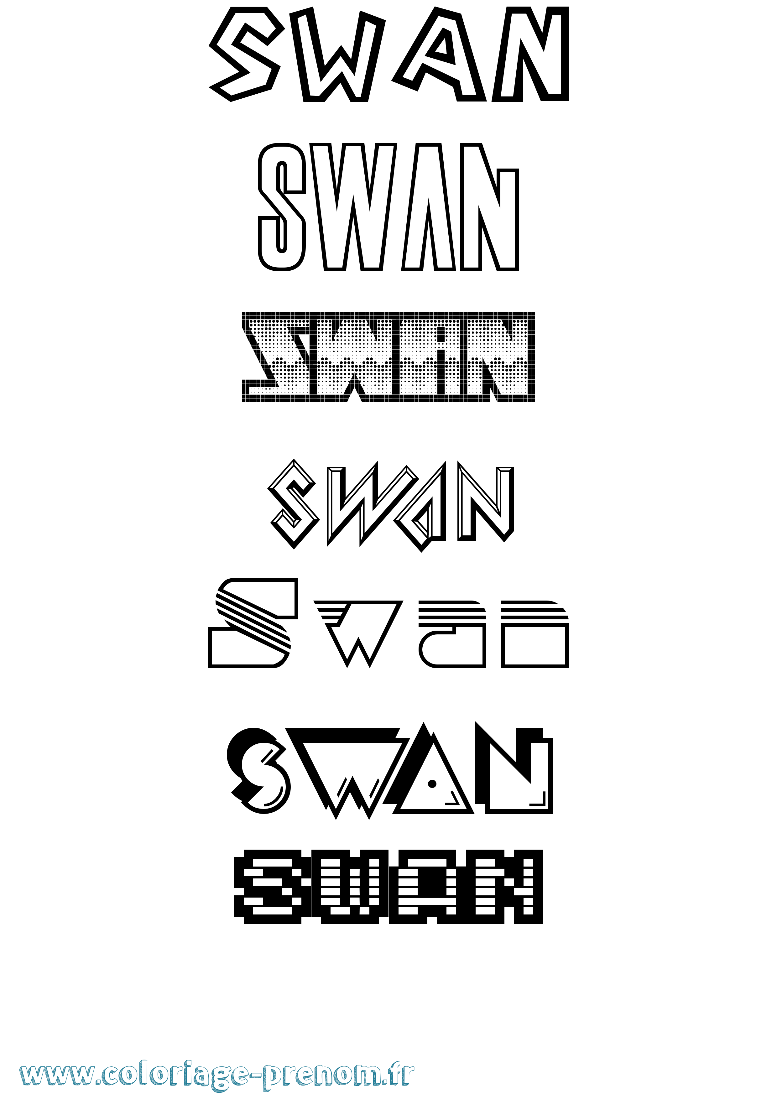 Coloriage prénom Swan