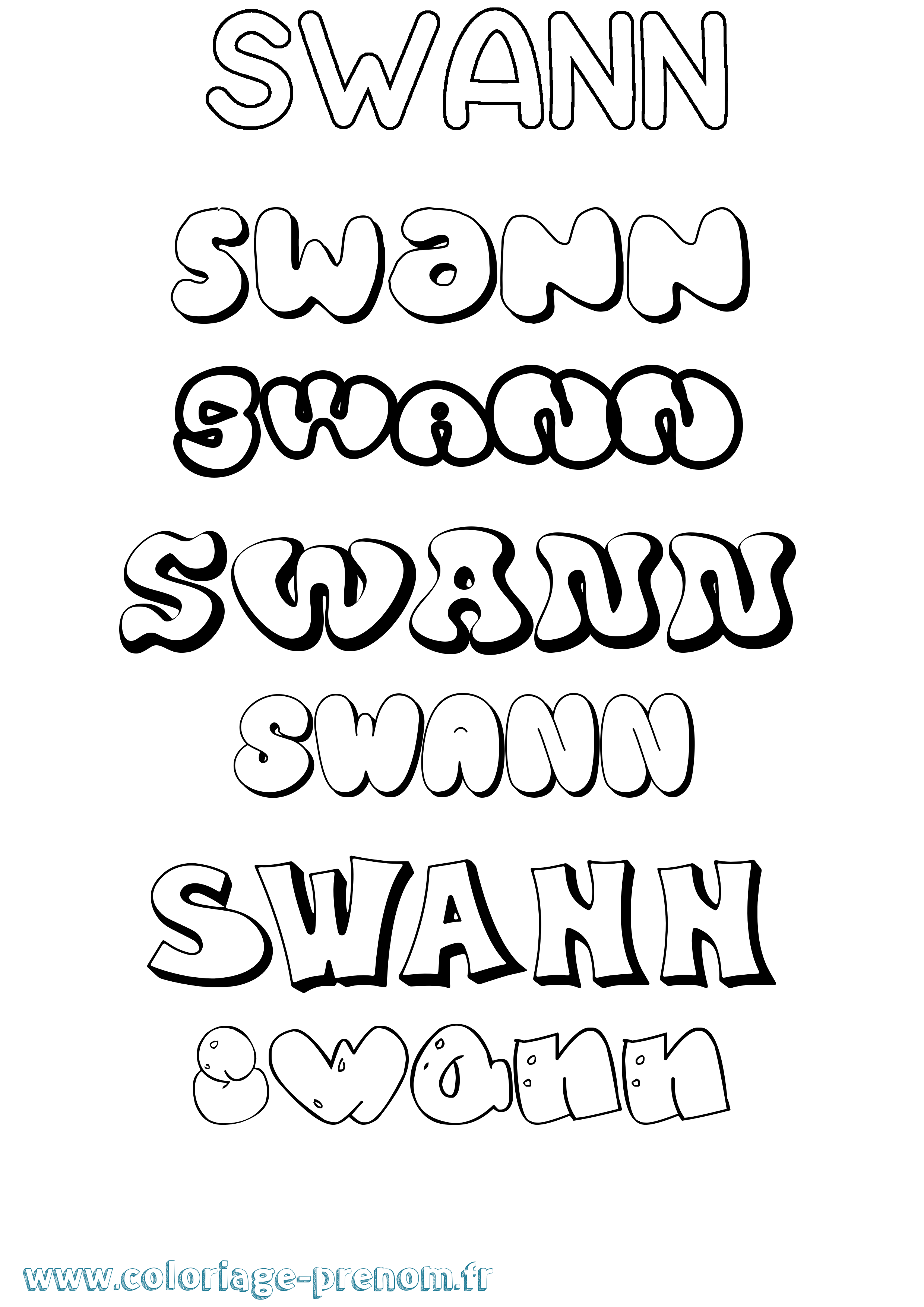 Coloriage Swann Coloriage prénom Swann