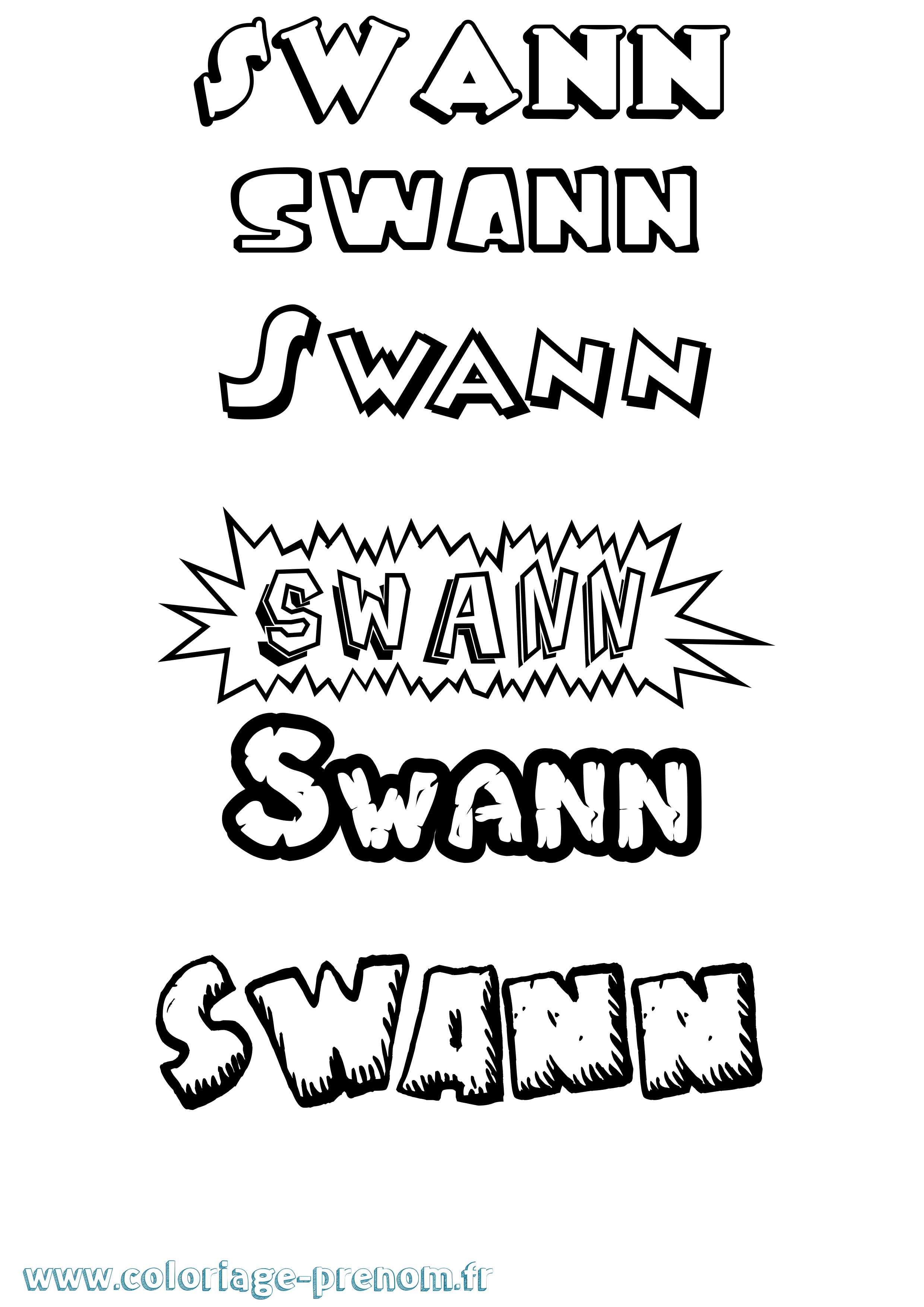 Coloriage prénom Swann