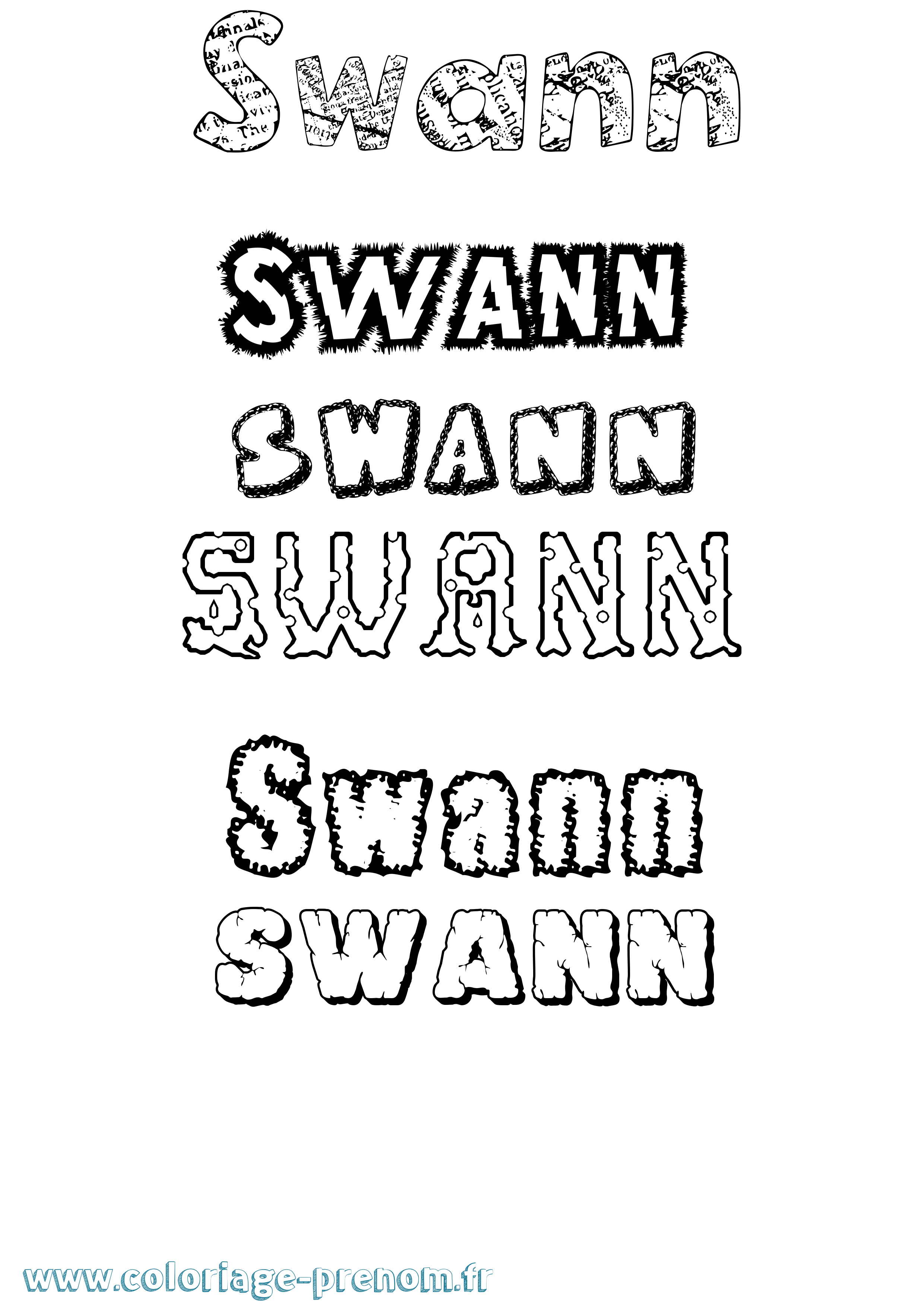 Coloriage Swann Coloriage prénom Swann