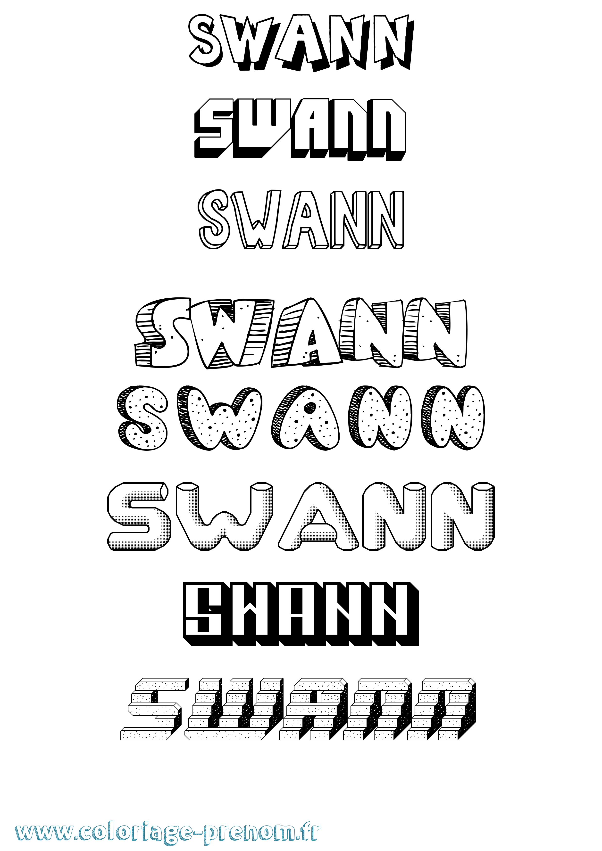 Coloriage Swann Coloriage prénom Swann
