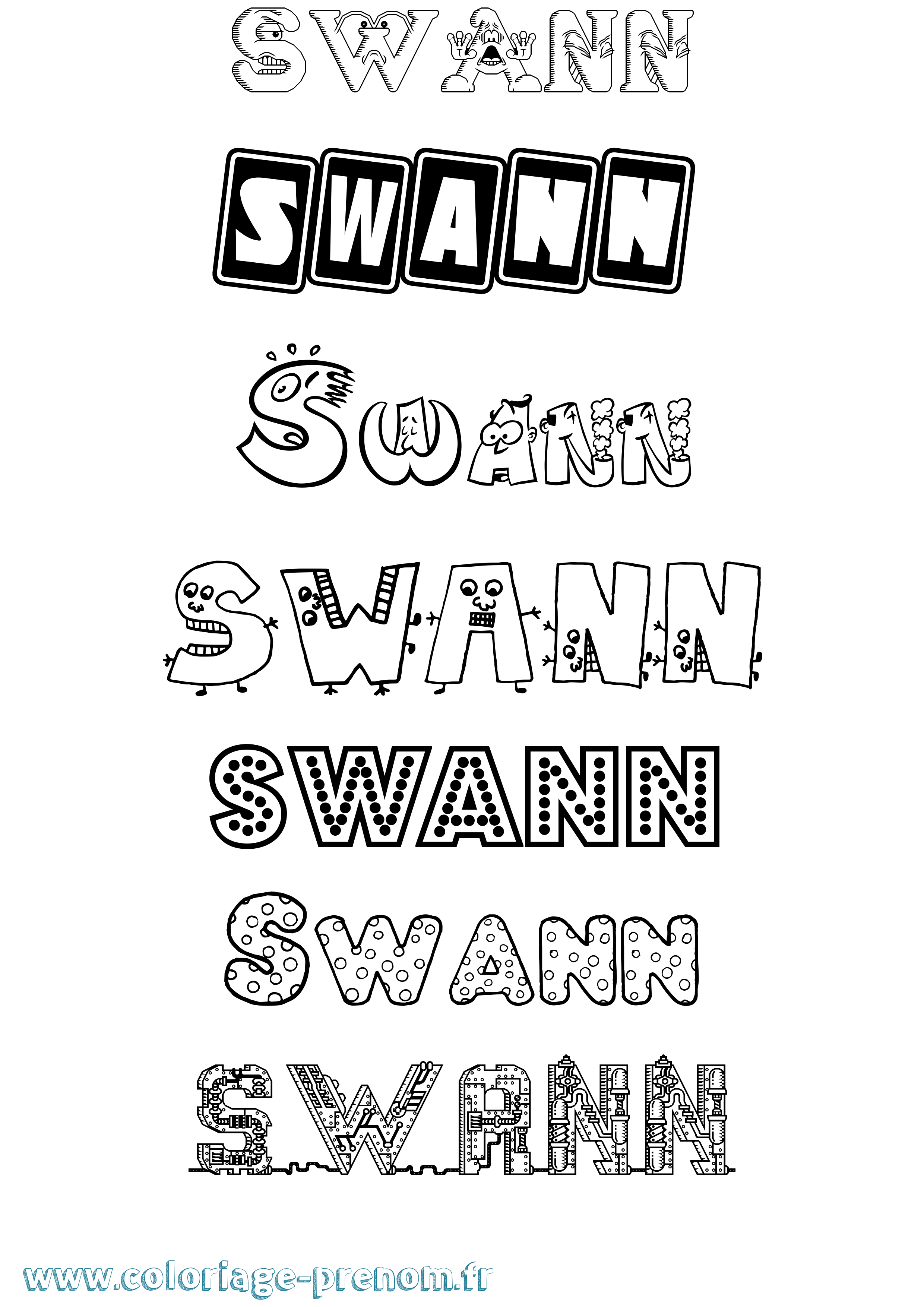 Coloriage Swann Coloriage prénom Swann