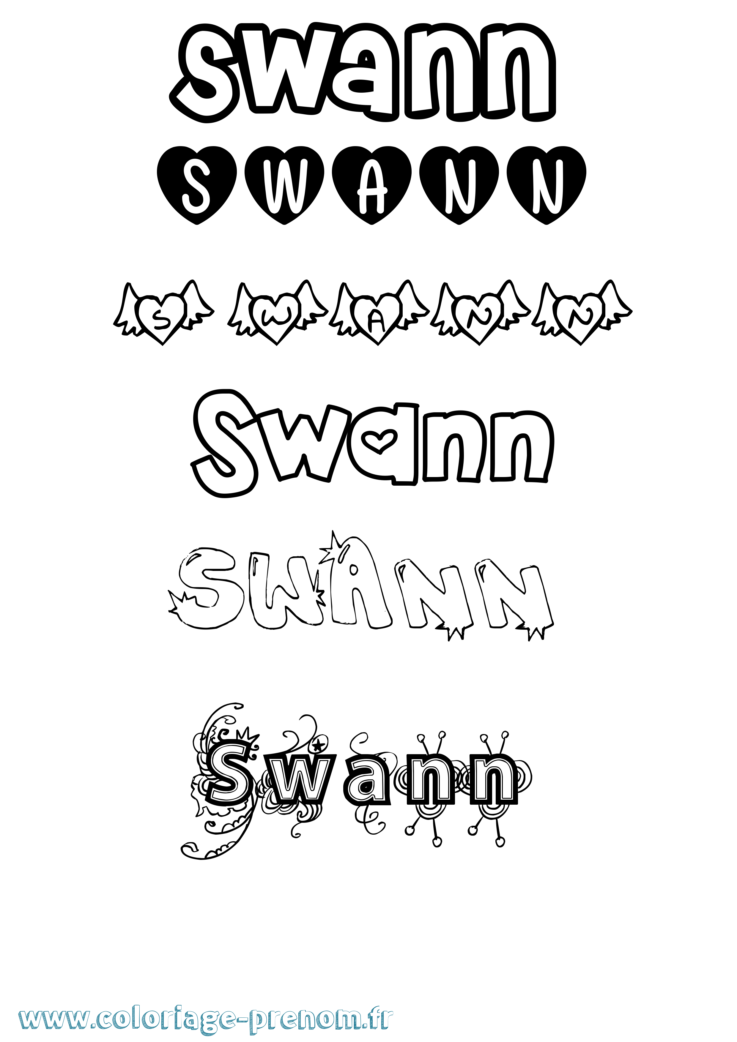 Coloriage Swann Coloriage prénom Swann