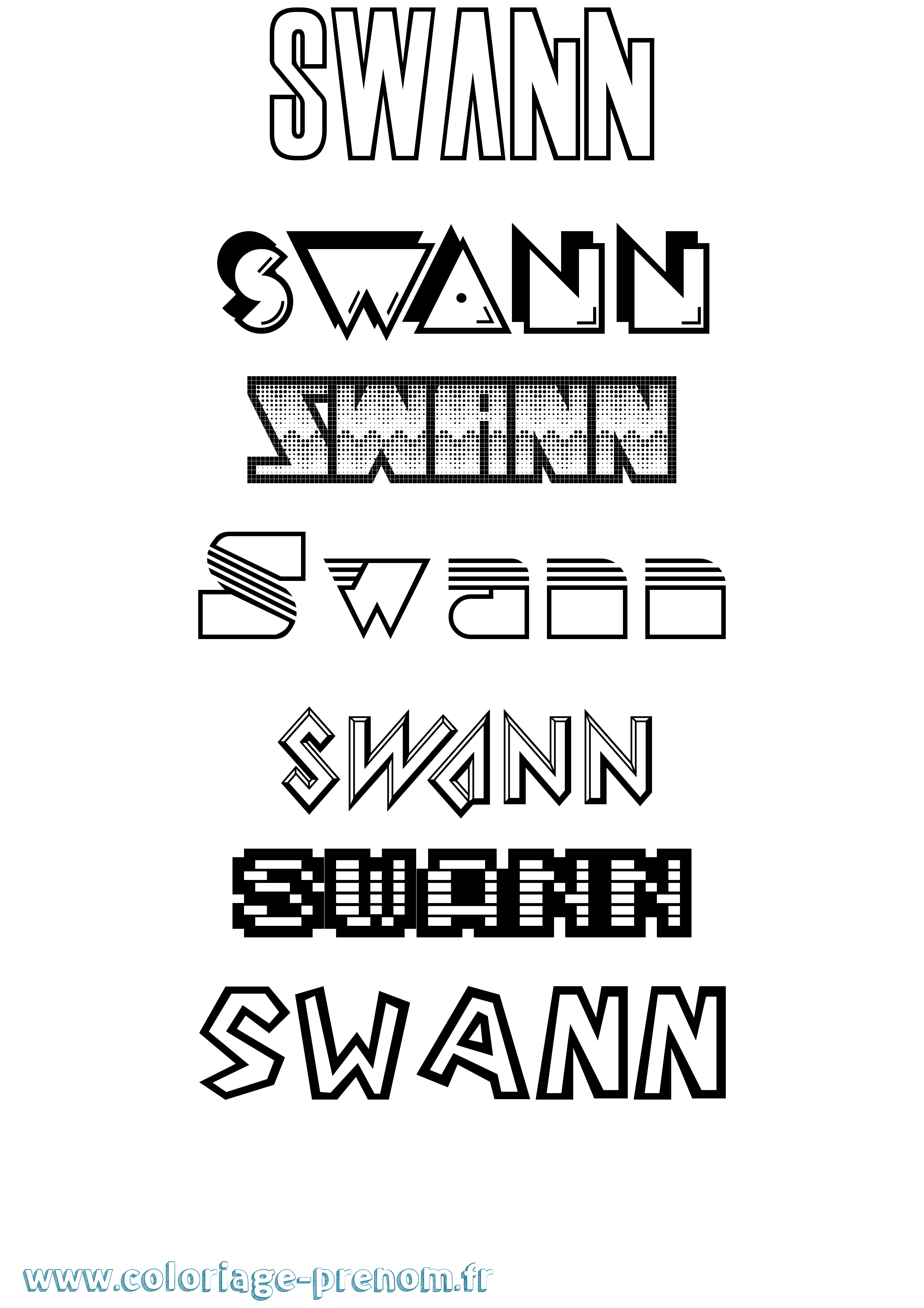 Coloriage Swann Coloriage prénom Swann