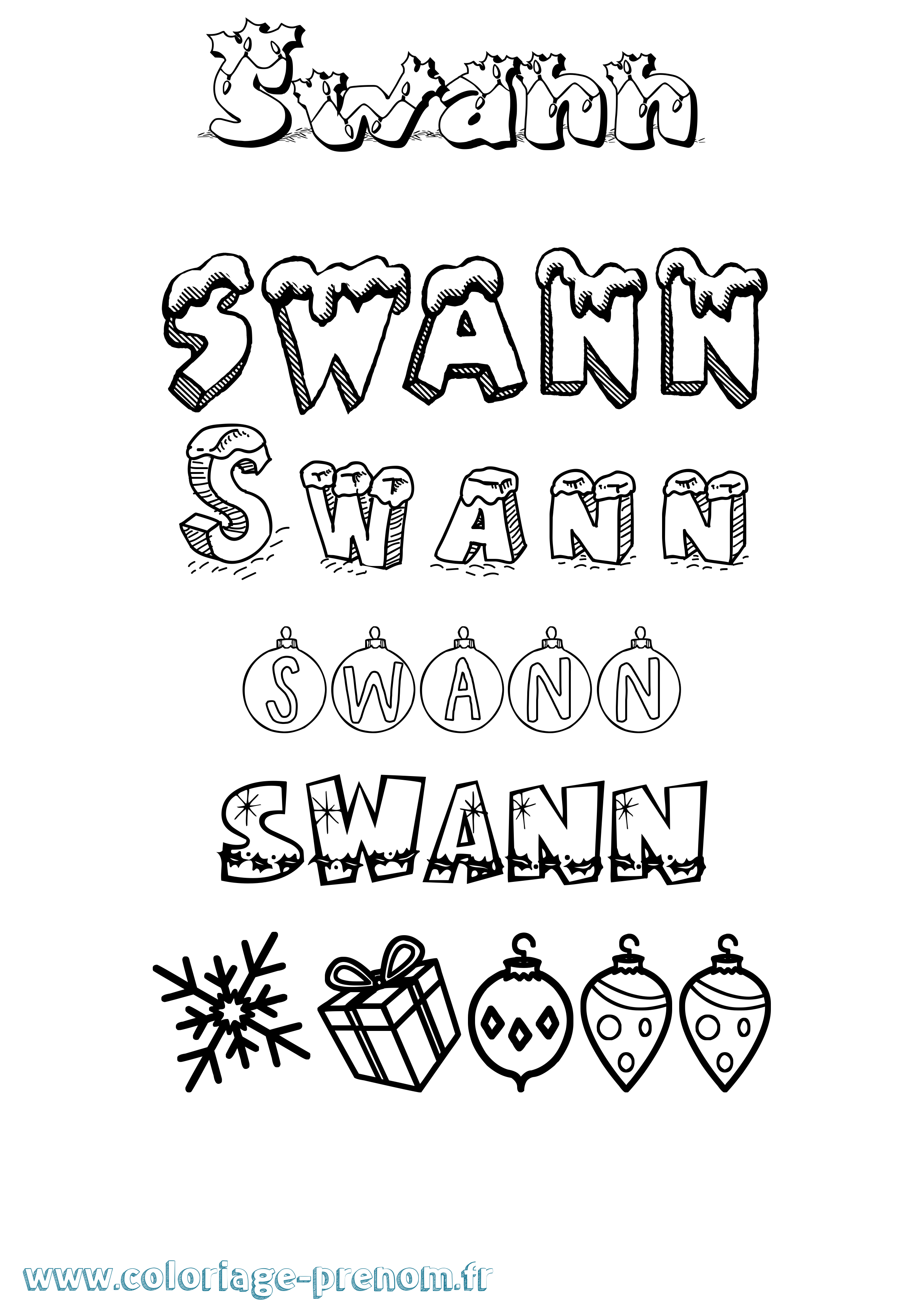 Coloriage prénom Swann
