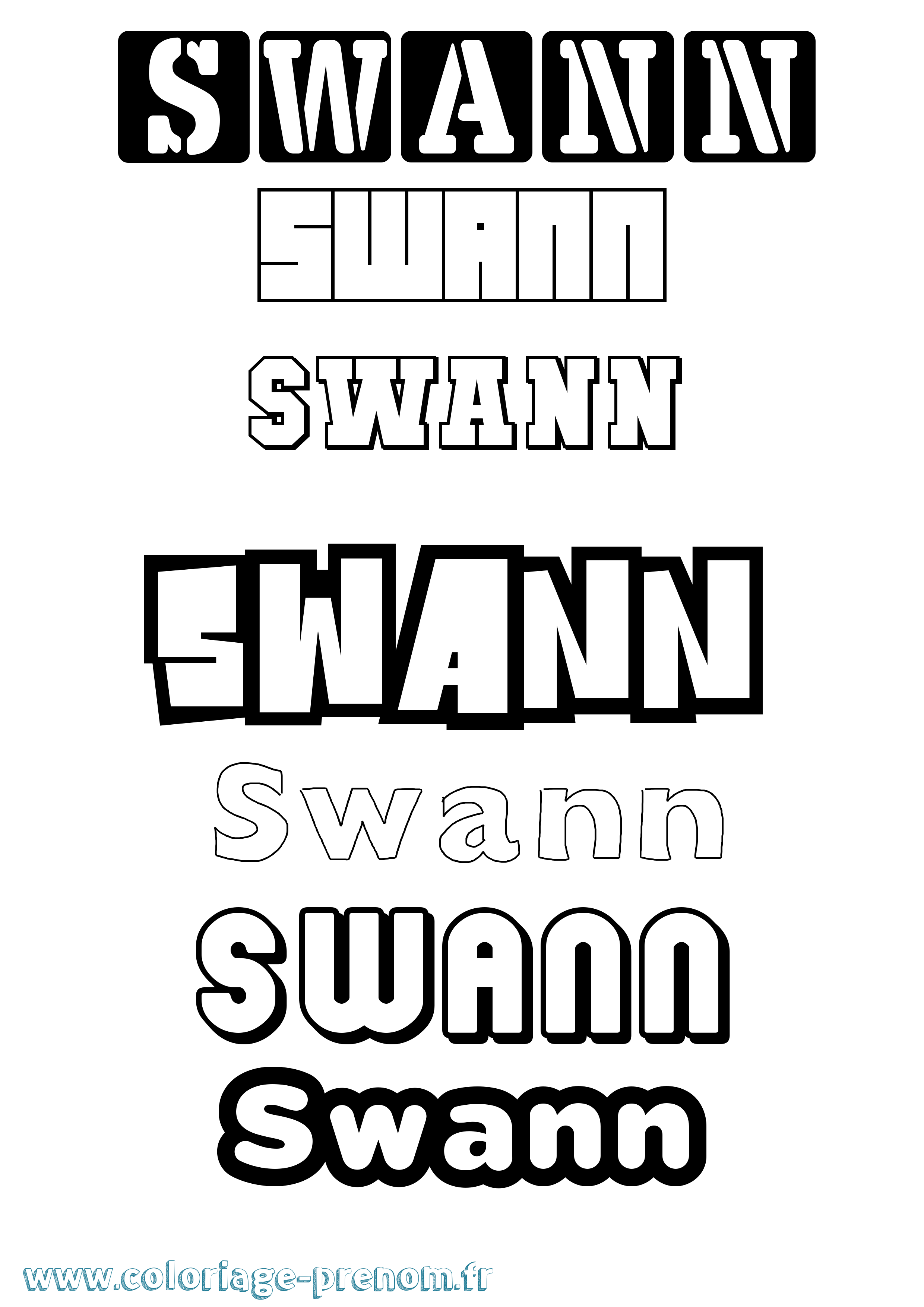 Coloriage Swann Coloriage prénom Swann