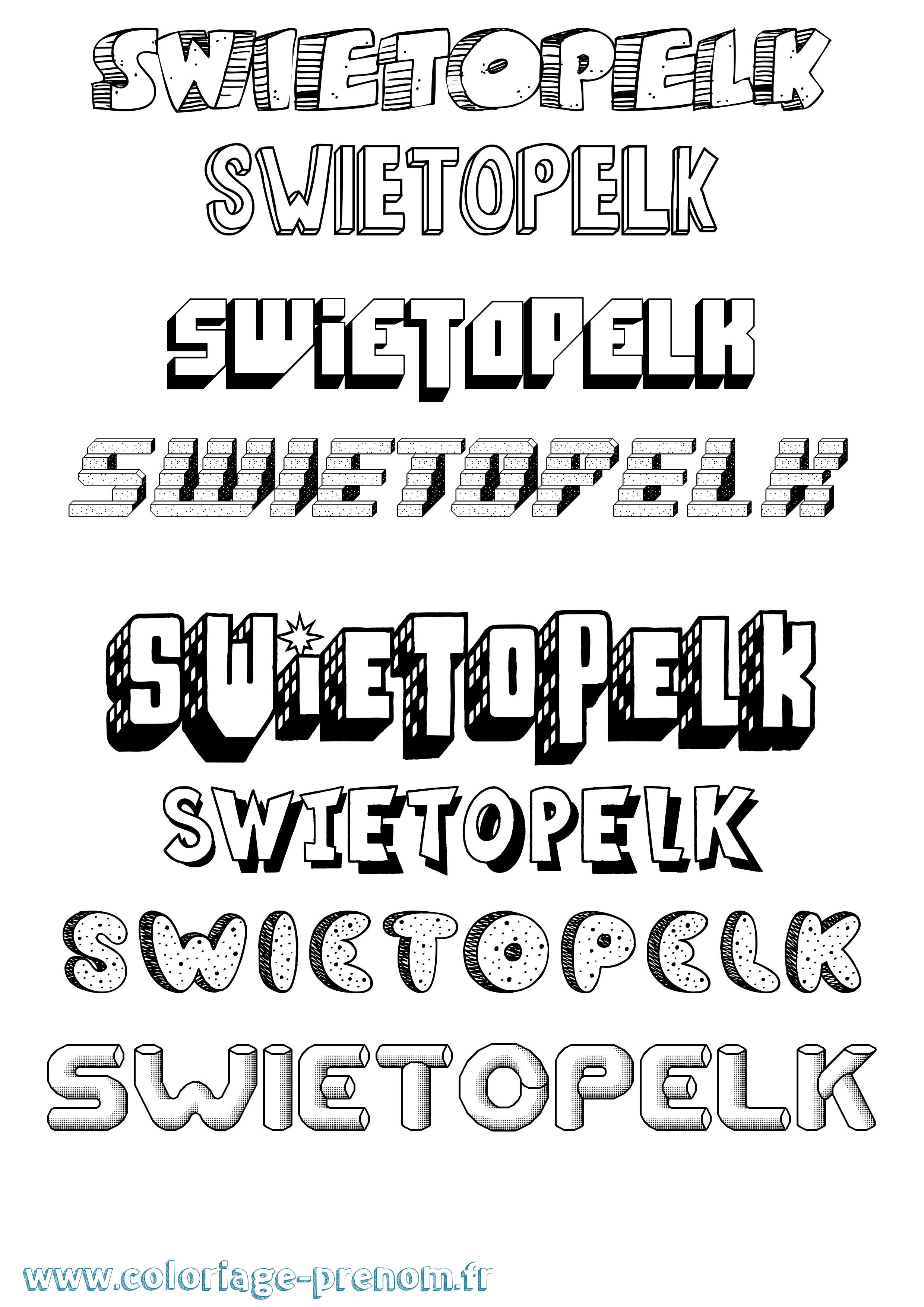 Coloriage prénom Swietopelk Effet 3D
