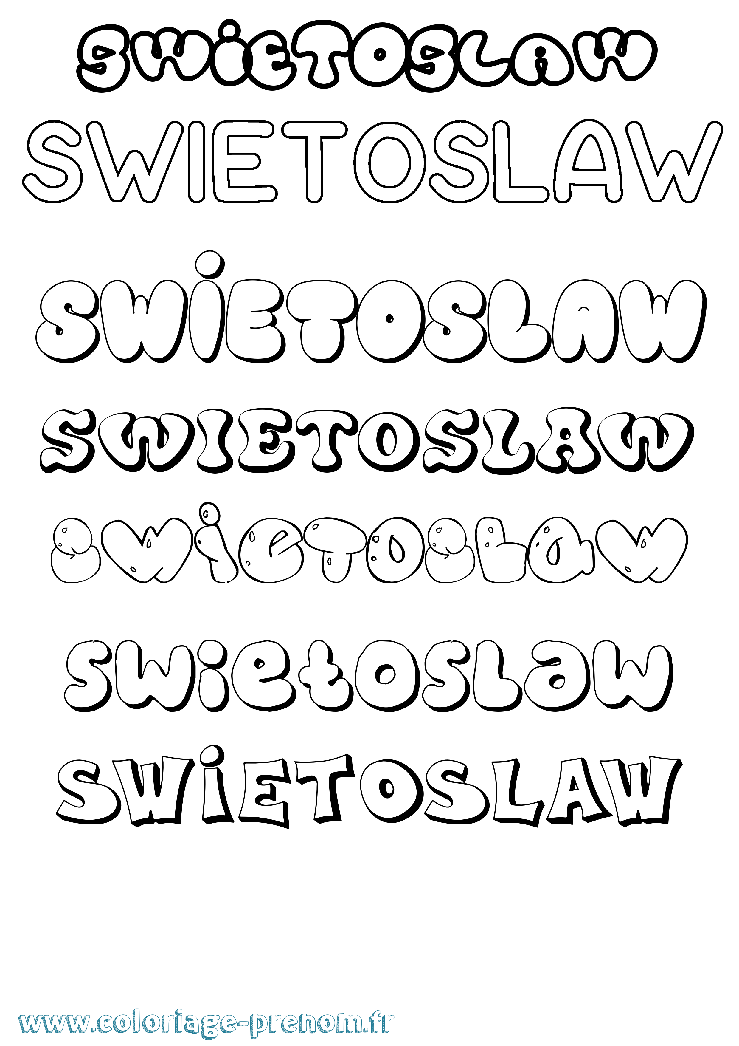 Coloriage prénom Swietoslaw Bubble
