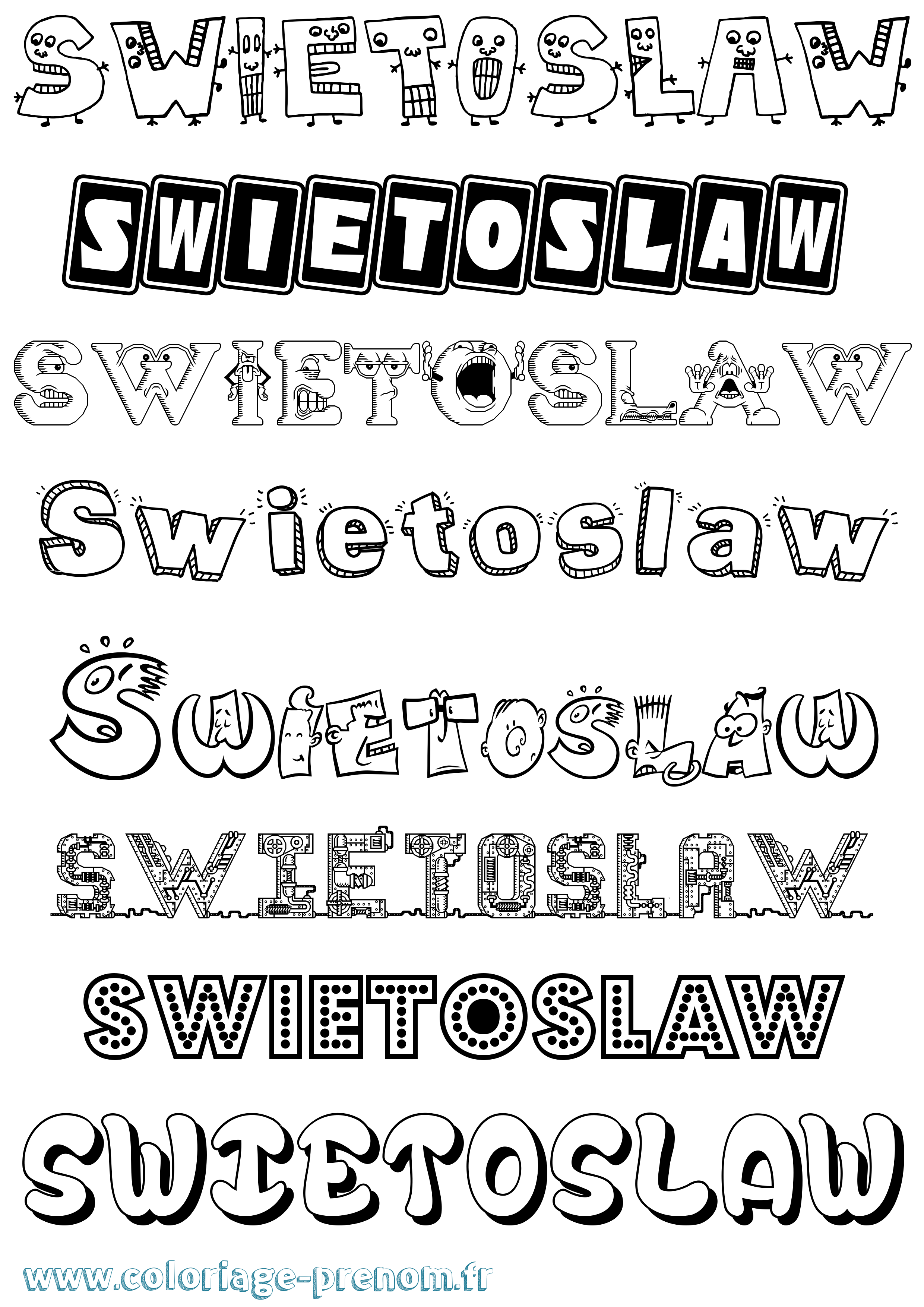 Coloriage prénom Swietoslaw Fun