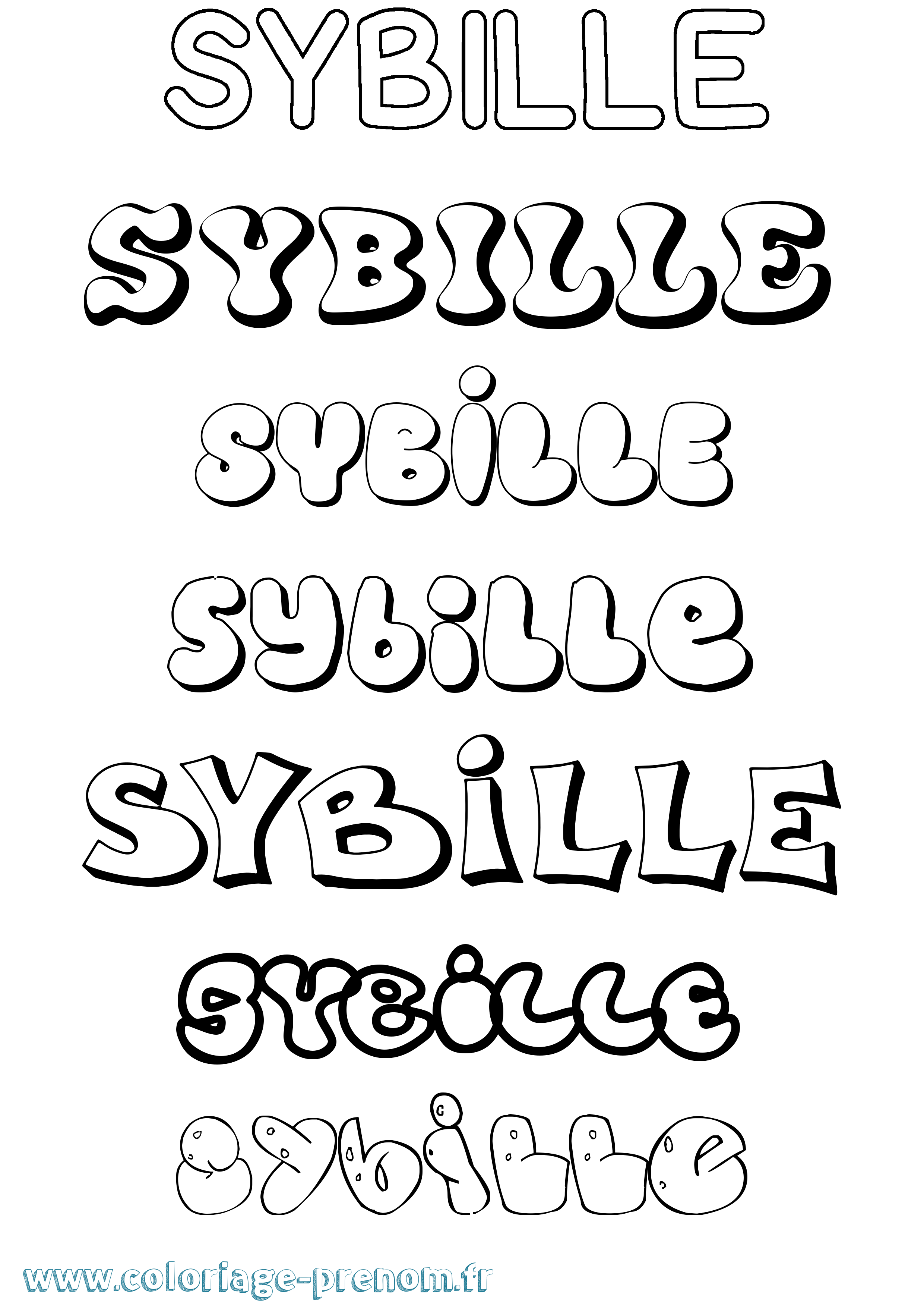 Coloriage prénom Sybille