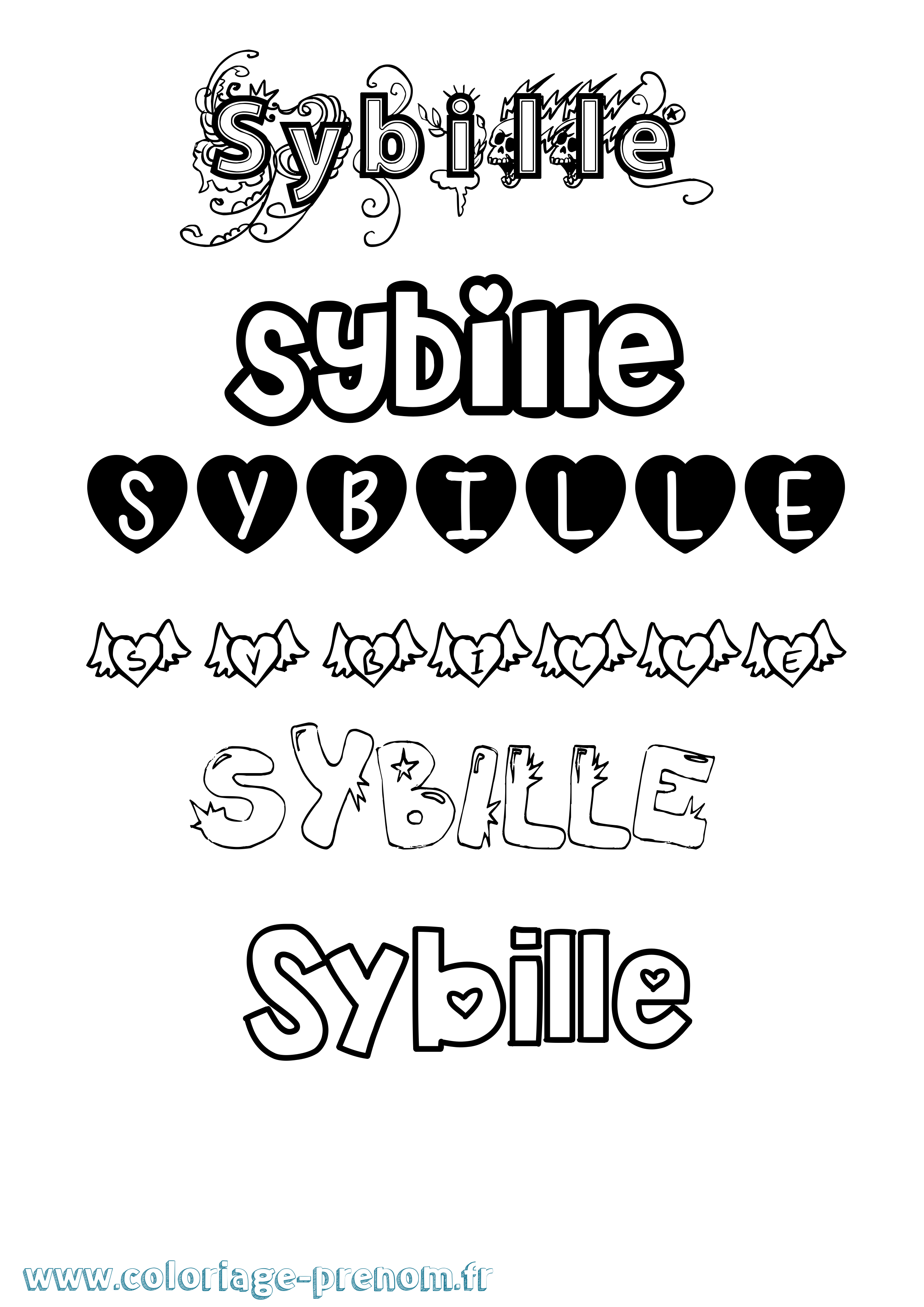 Coloriage prénom Sybille