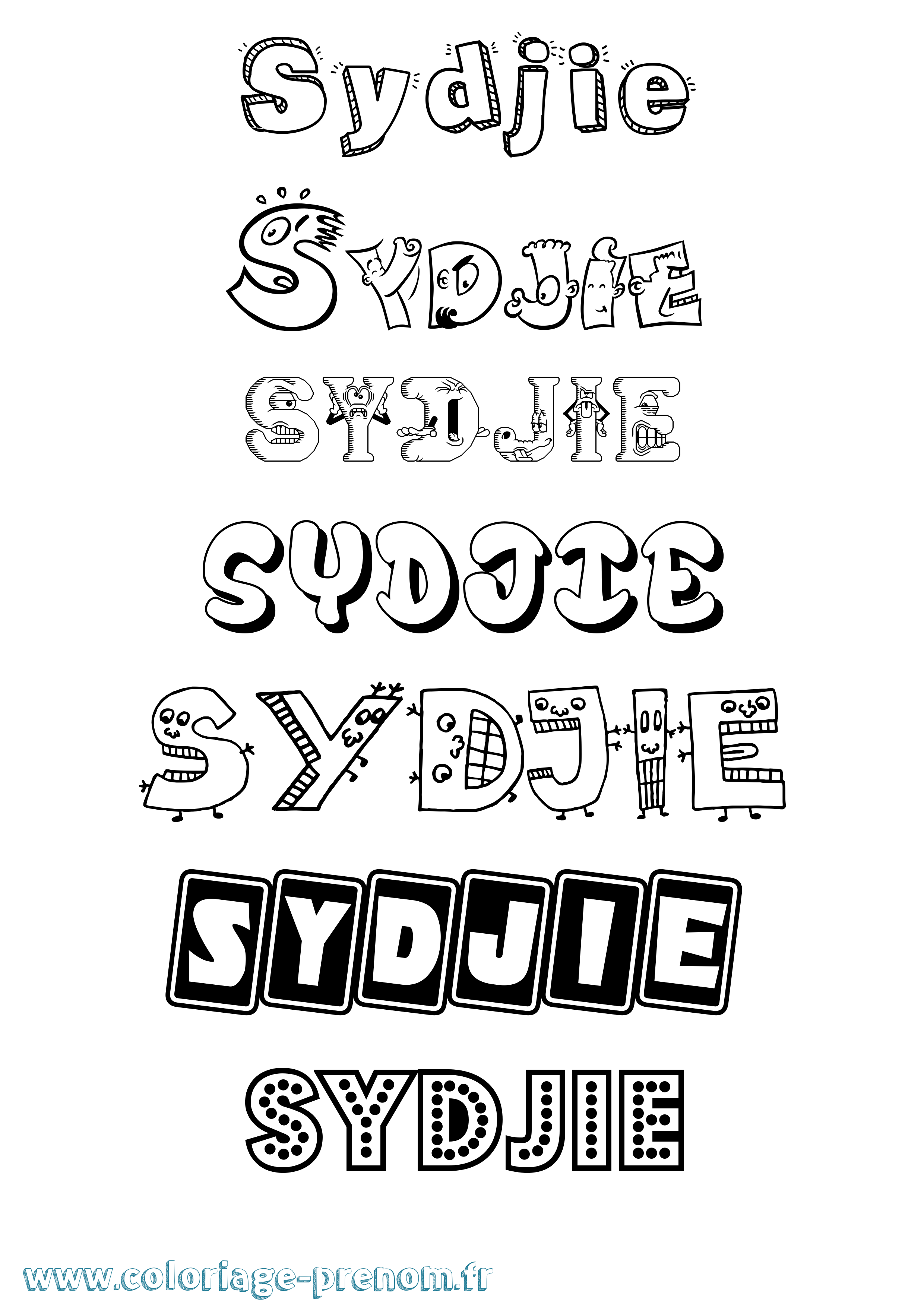 Coloriage prénom Sydjie Fun