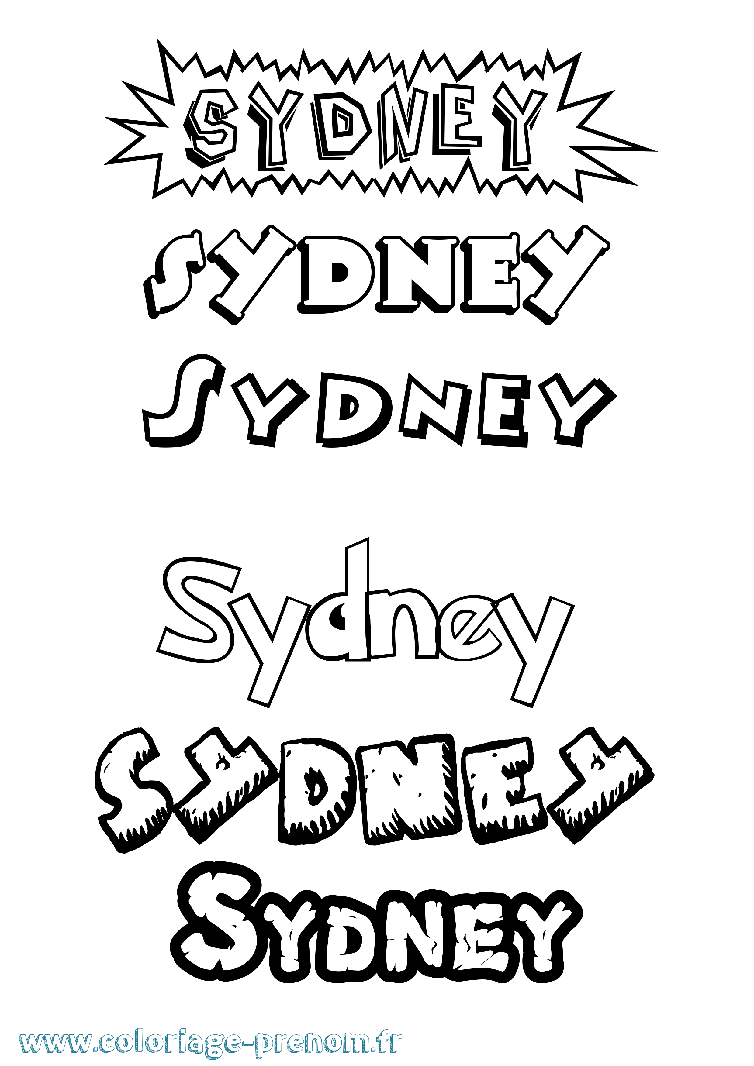 Coloriage prénom Sydney Dessin Animé