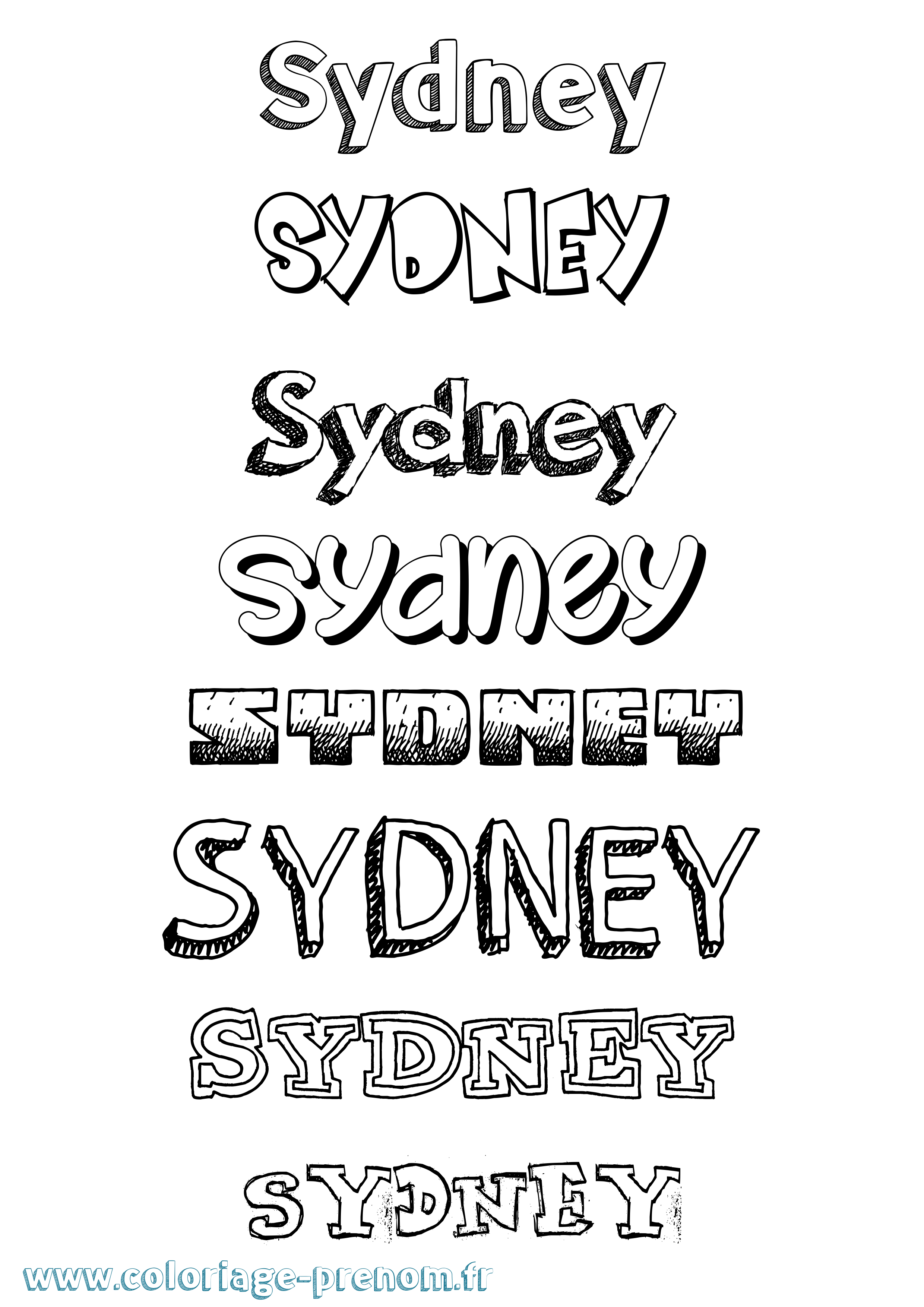 Coloriage prénom Sydney Dessiné