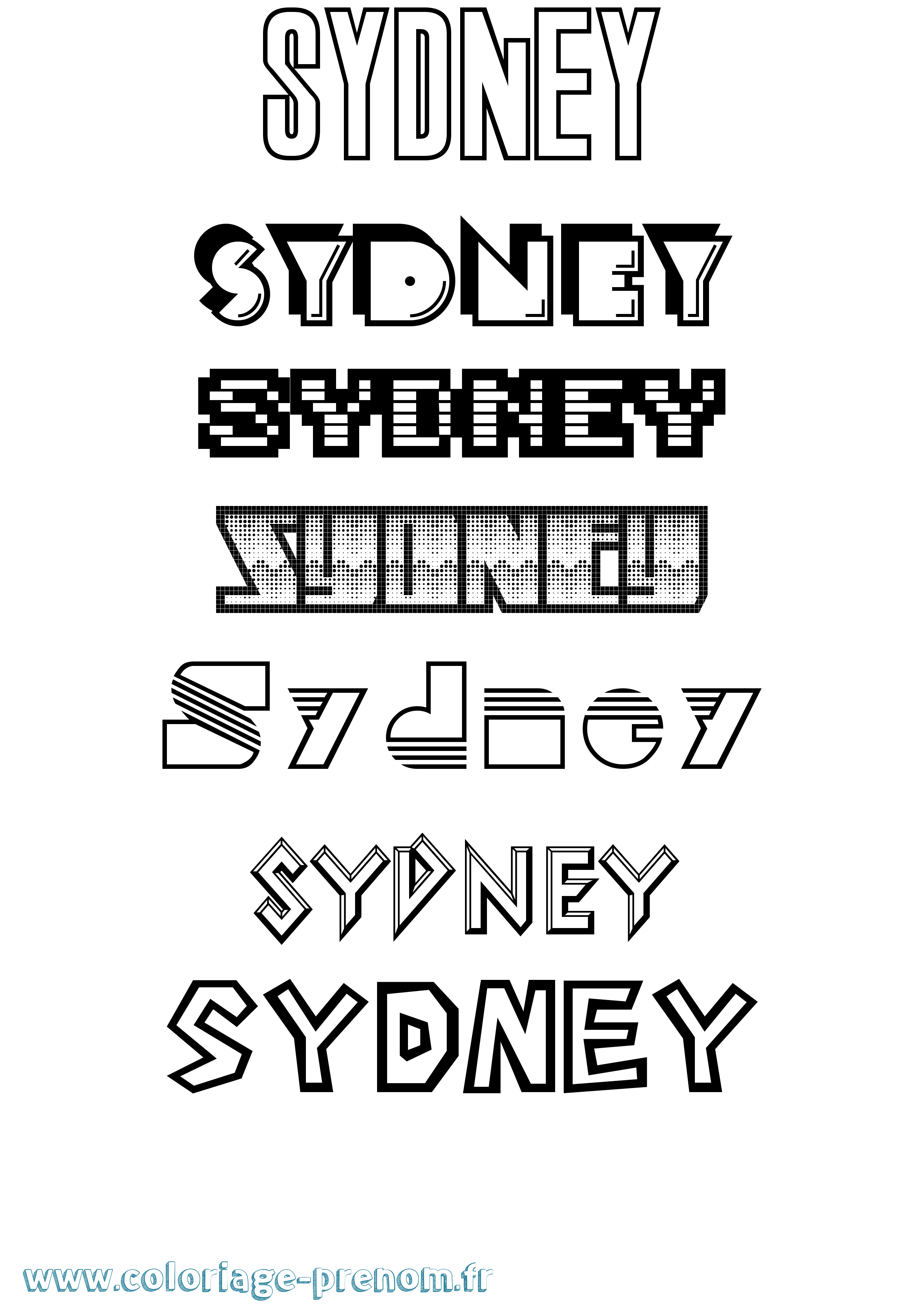 Coloriage prénom Sydney Jeux Vidéos