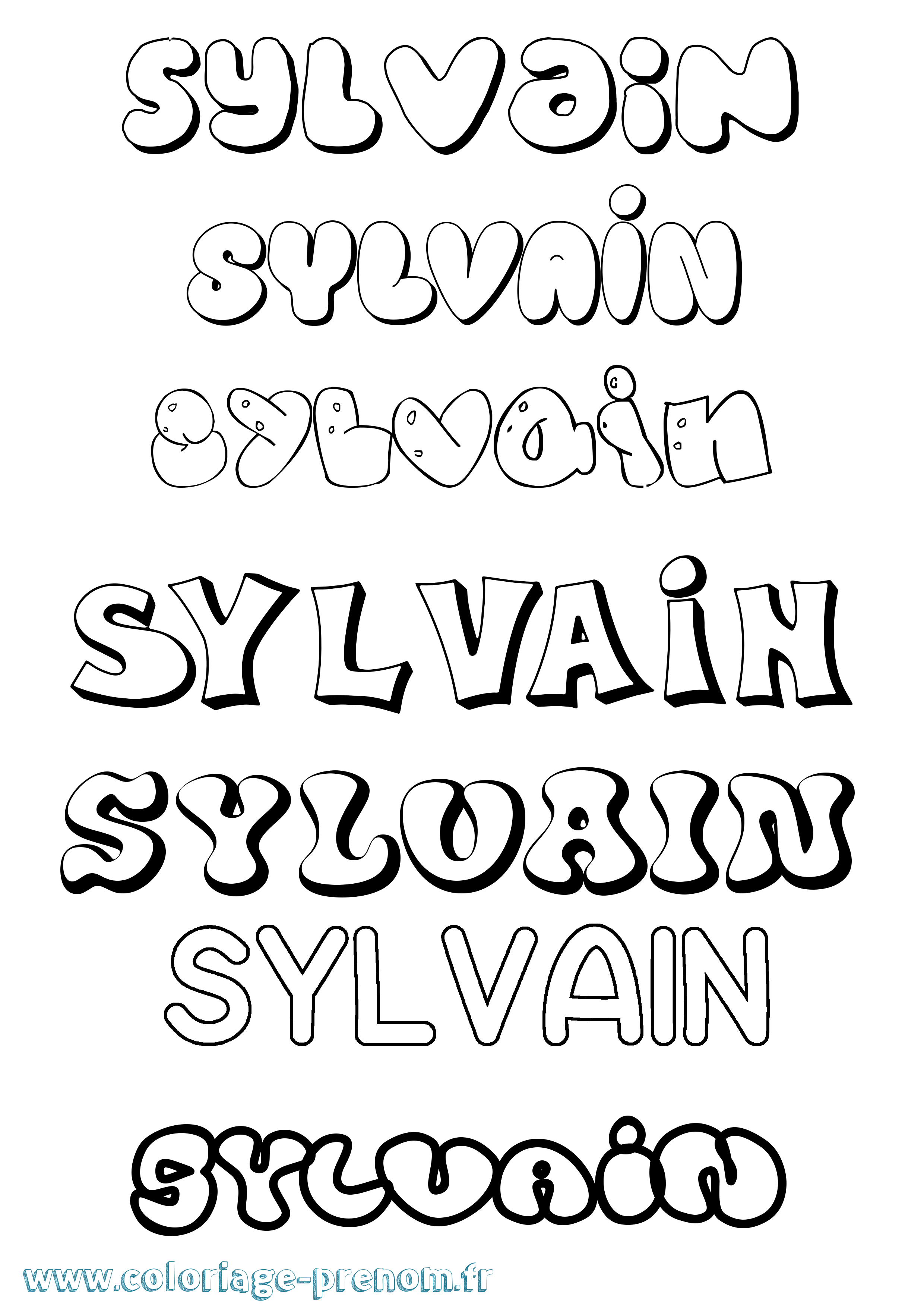 Coloriage Sylvain Bubble Coloriage prénom Sylvain Bubble