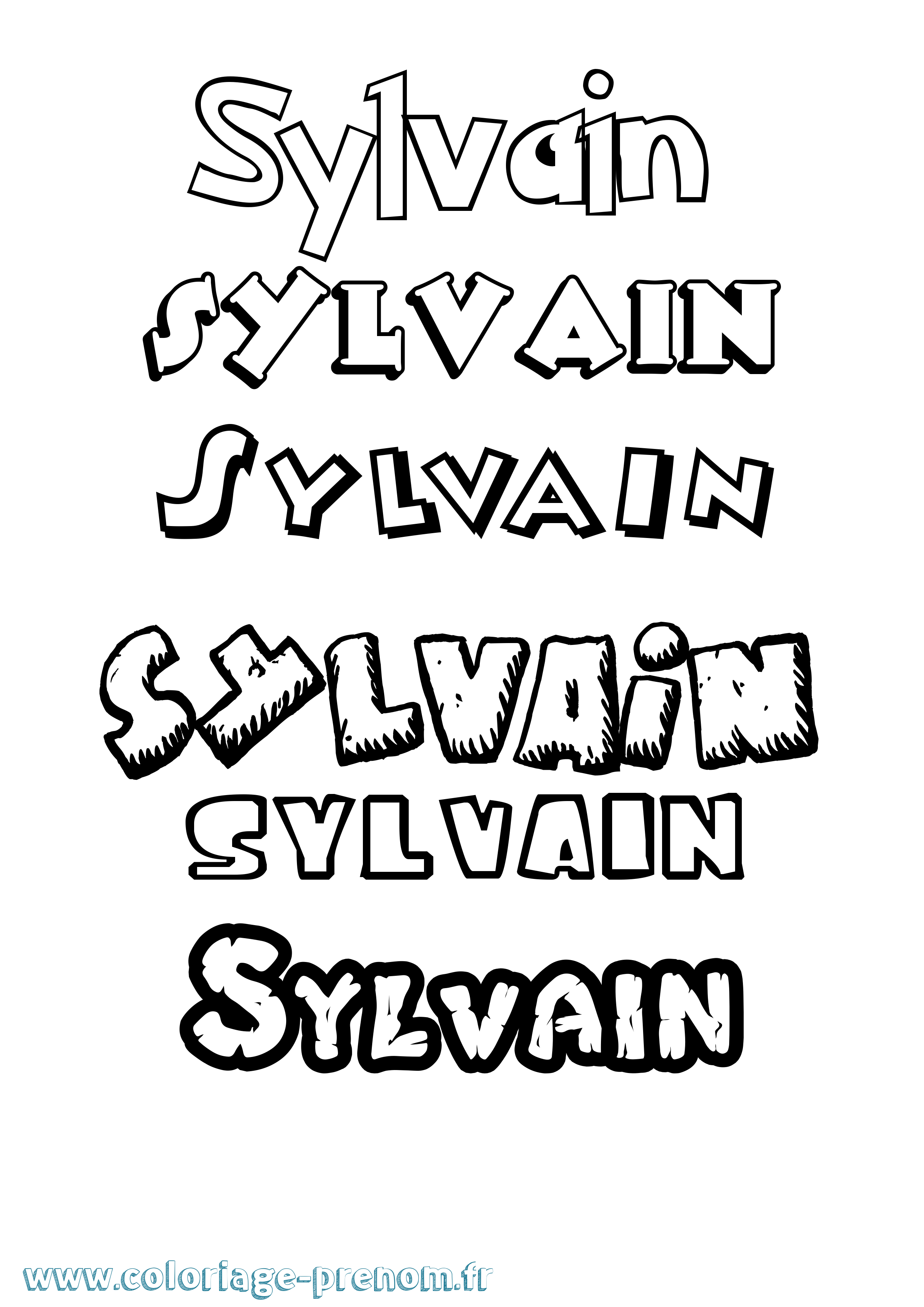 Coloriage Sylvain Dessin Animé Coloriage prénom Sylvain Dessin Animé