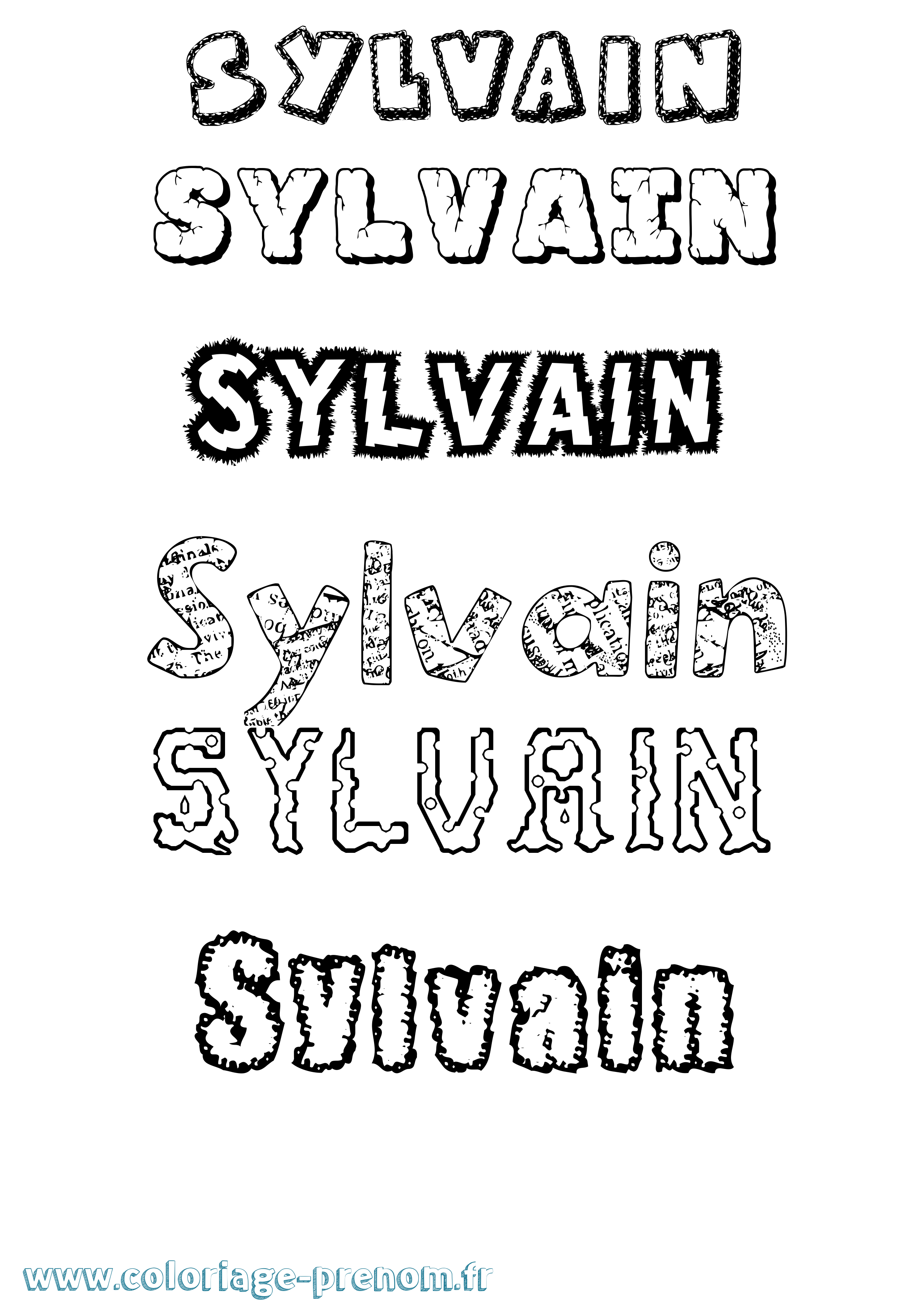 Coloriage Sylvain Destructuré Coloriage prénom Sylvain Destructuré