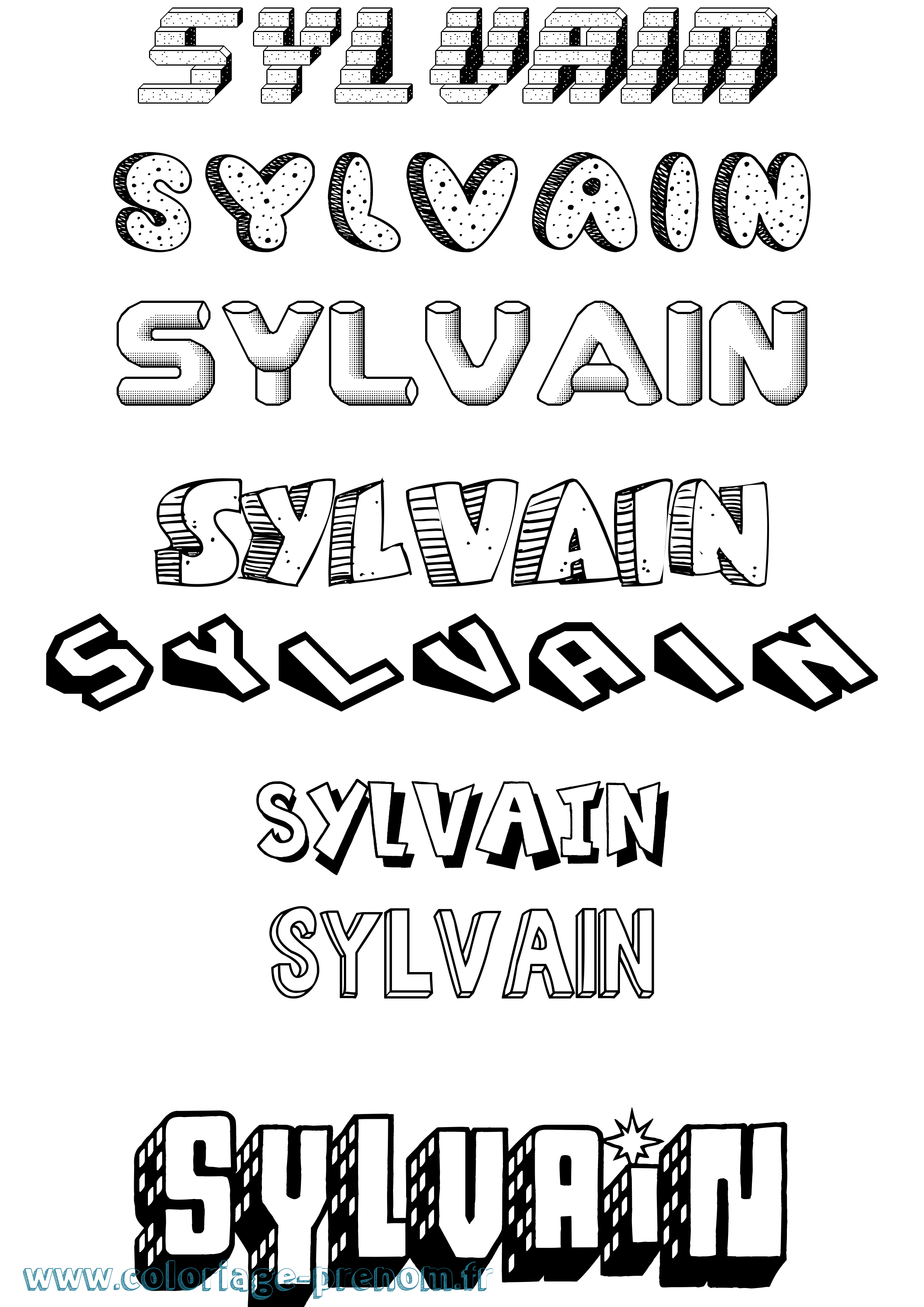 Coloriage Sylvain Effet 3D Coloriage prénom Sylvain Effet 3D