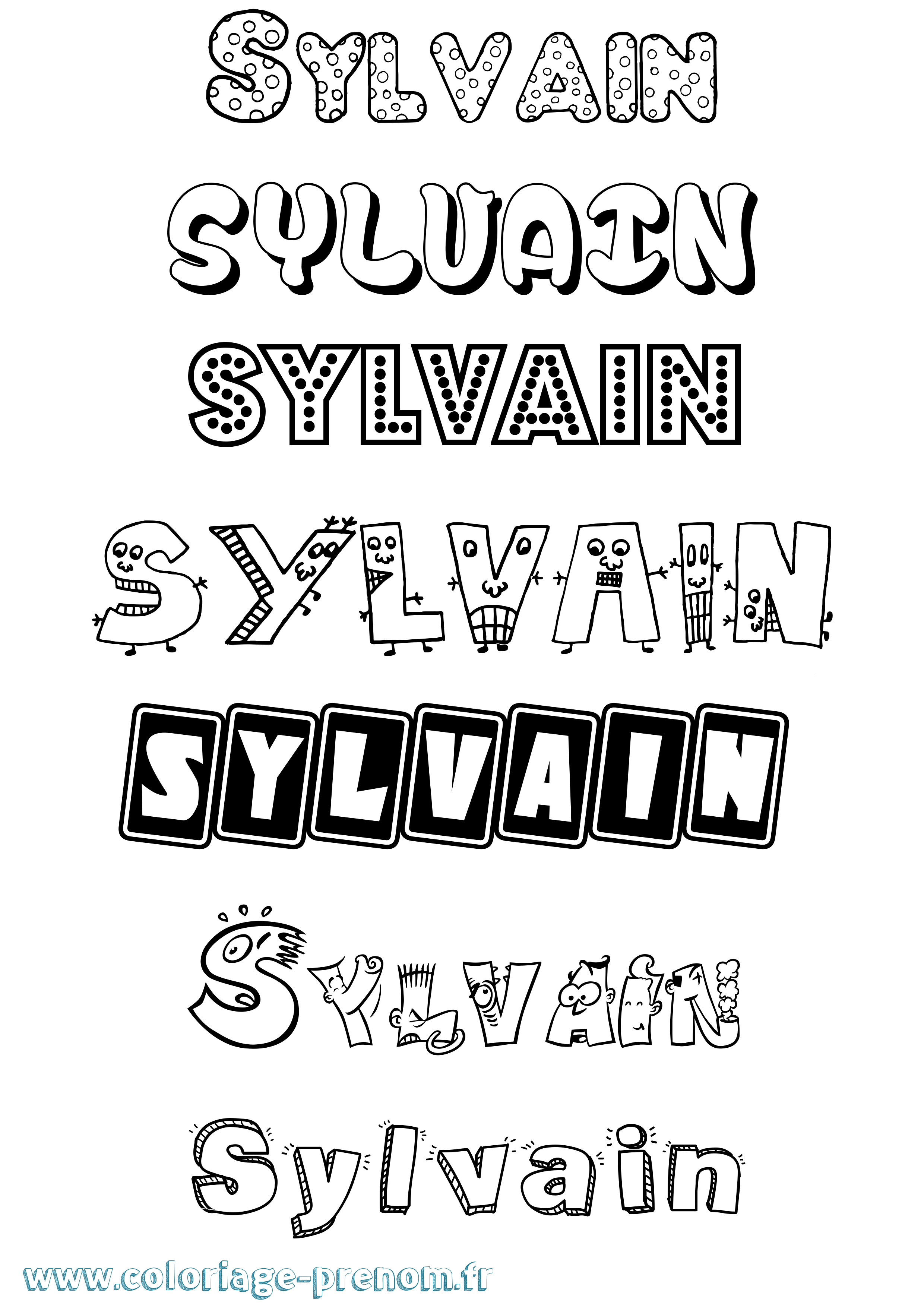 Coloriage prénom Sylvain Fun