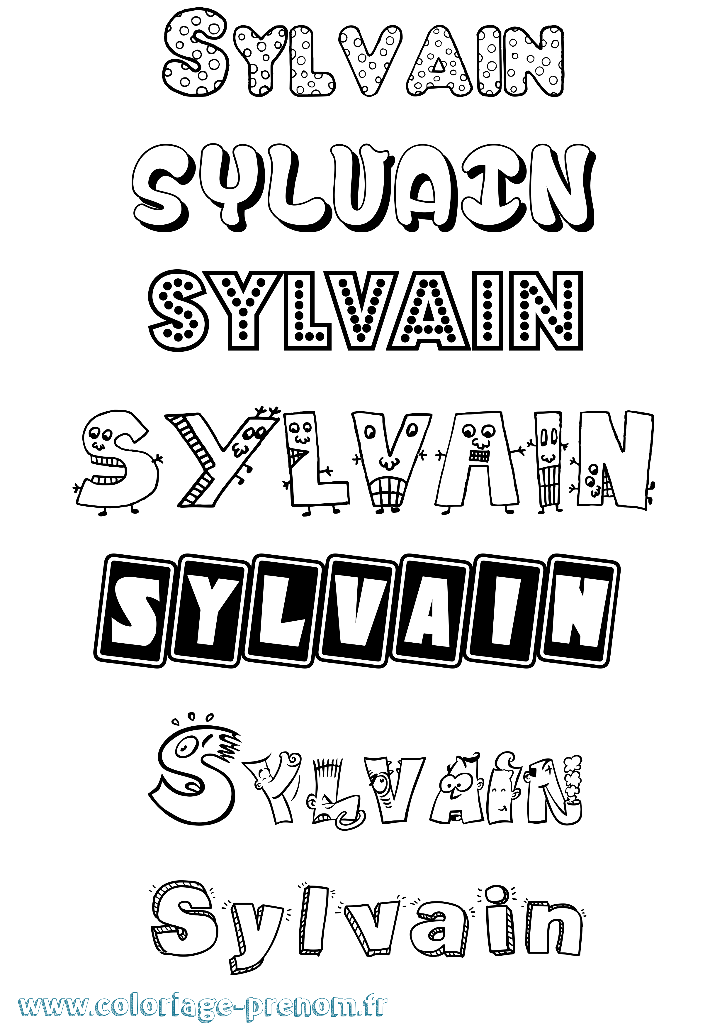 Coloriage Sylvain Fun Coloriage prénom Sylvain Fun