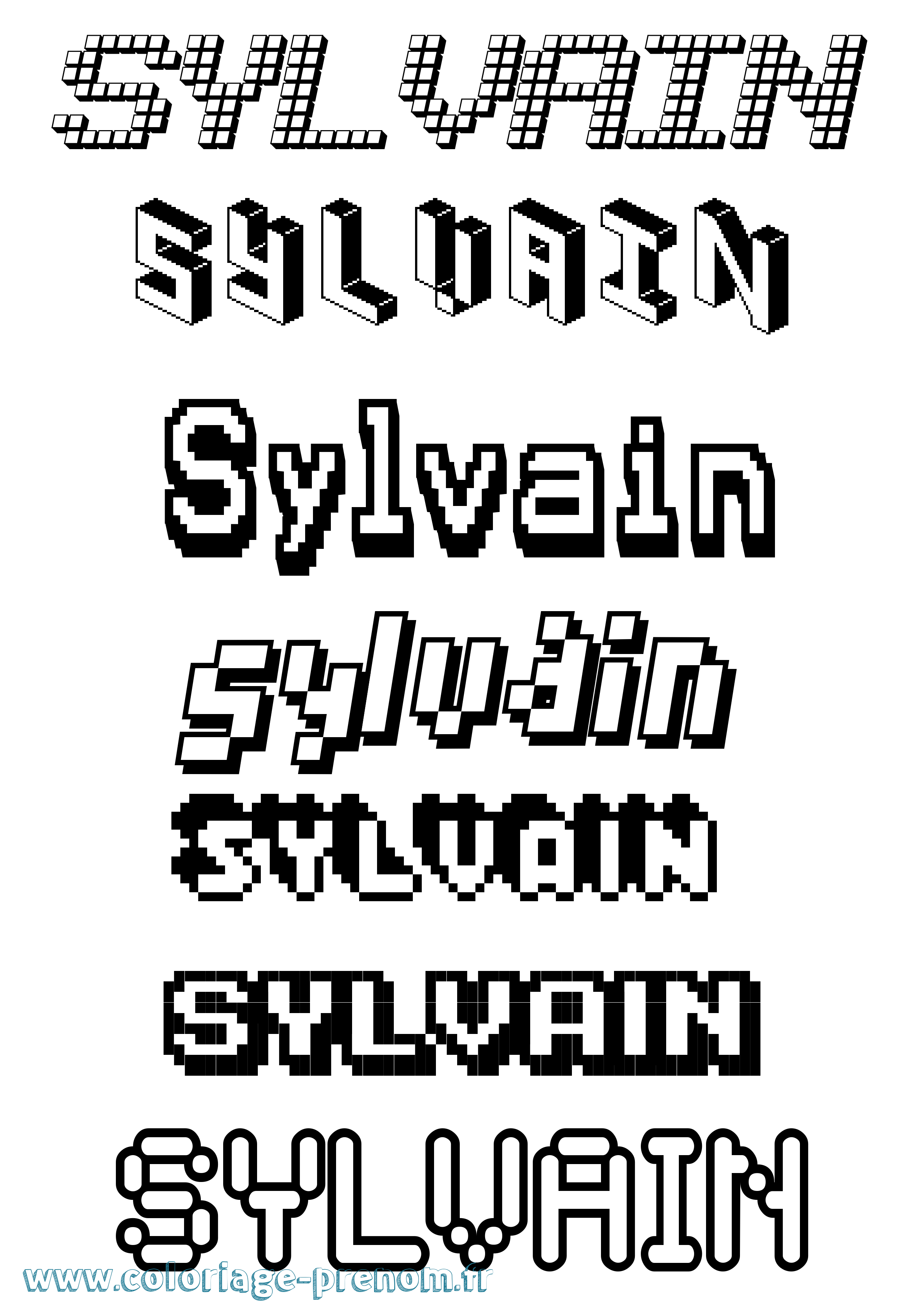 Coloriage prénom Sylvain Pixel