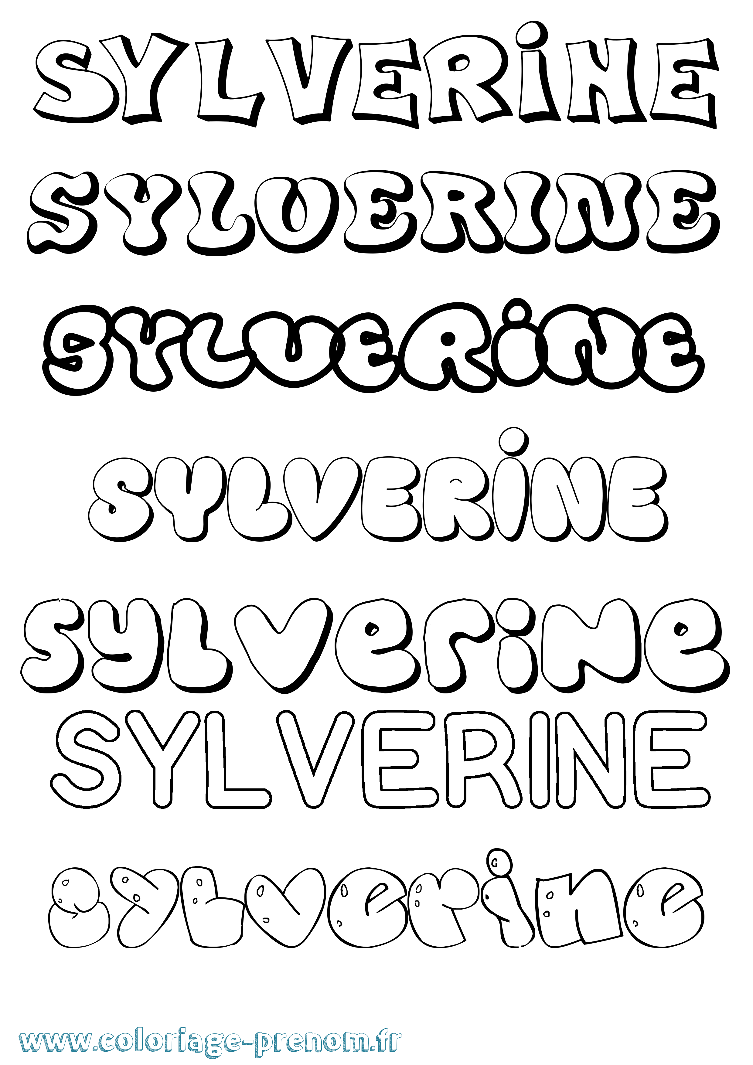 Coloriage prénom Sylverine Bubble