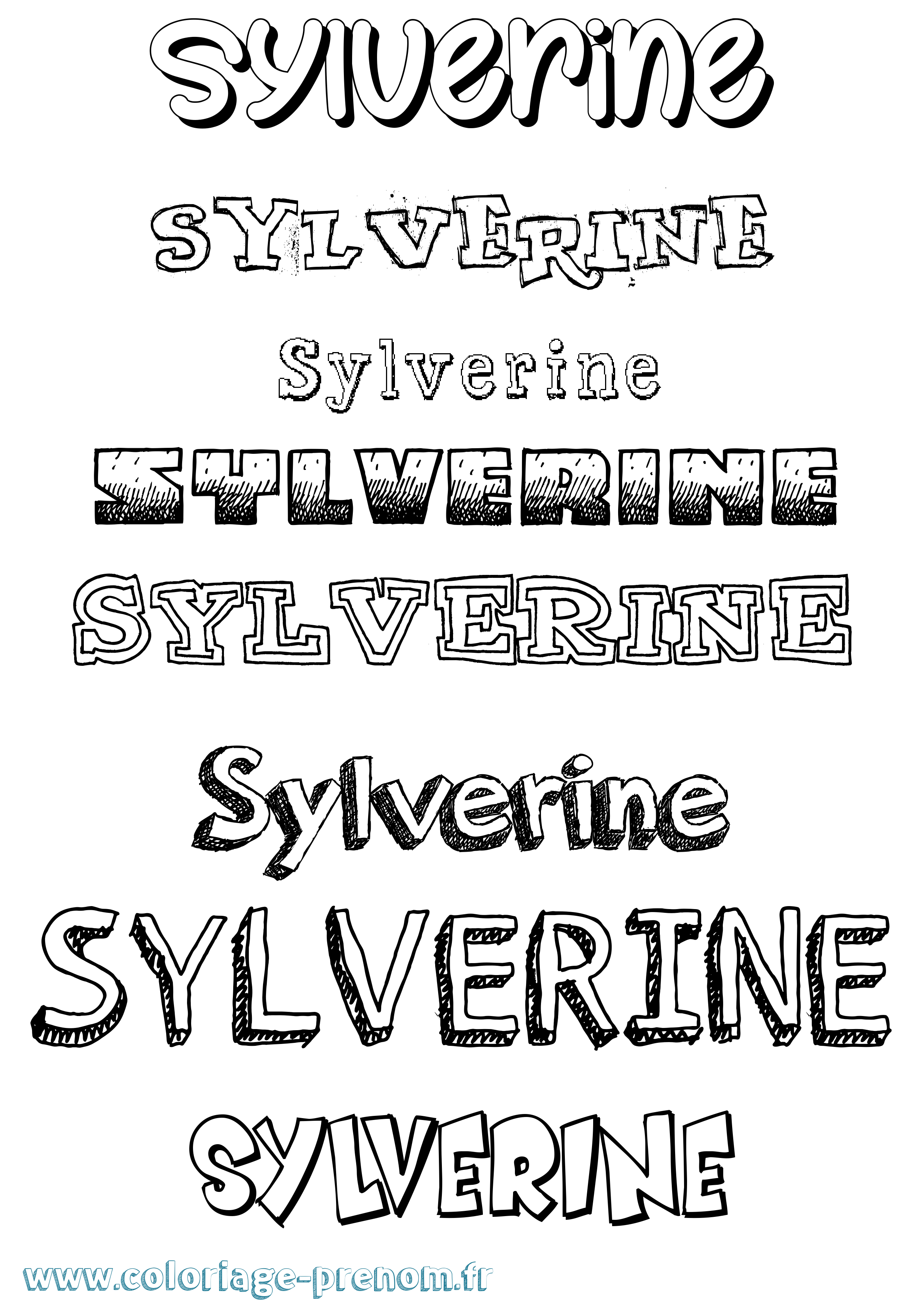 Coloriage prénom Sylverine Dessiné