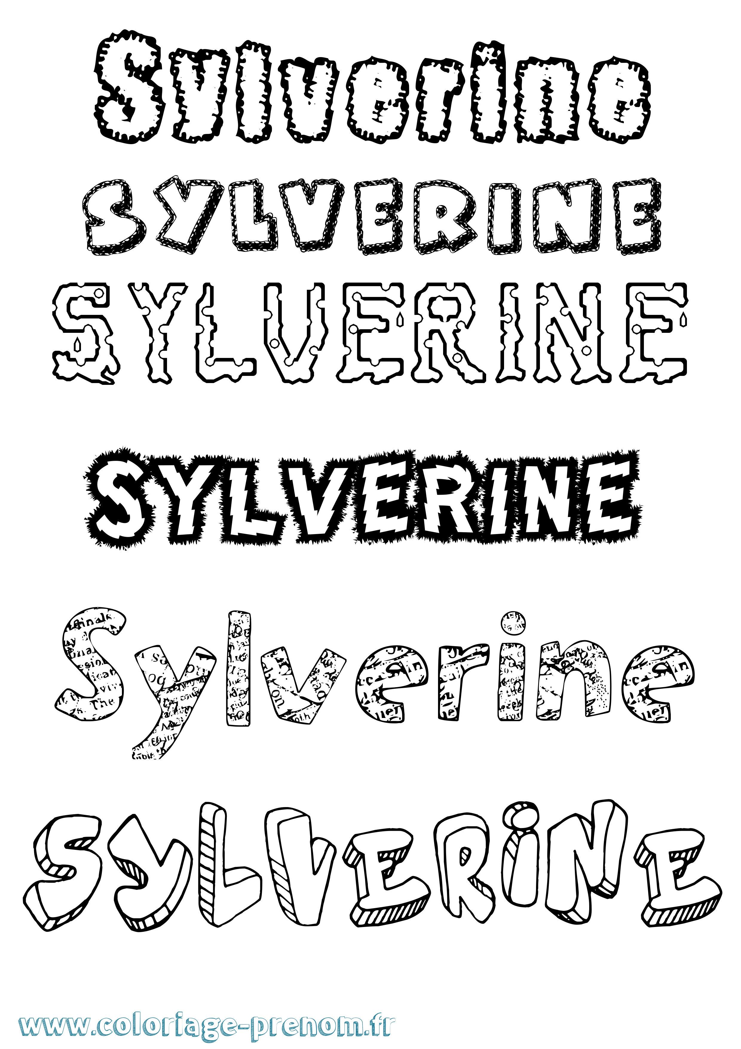Coloriage prénom Sylverine Destructuré