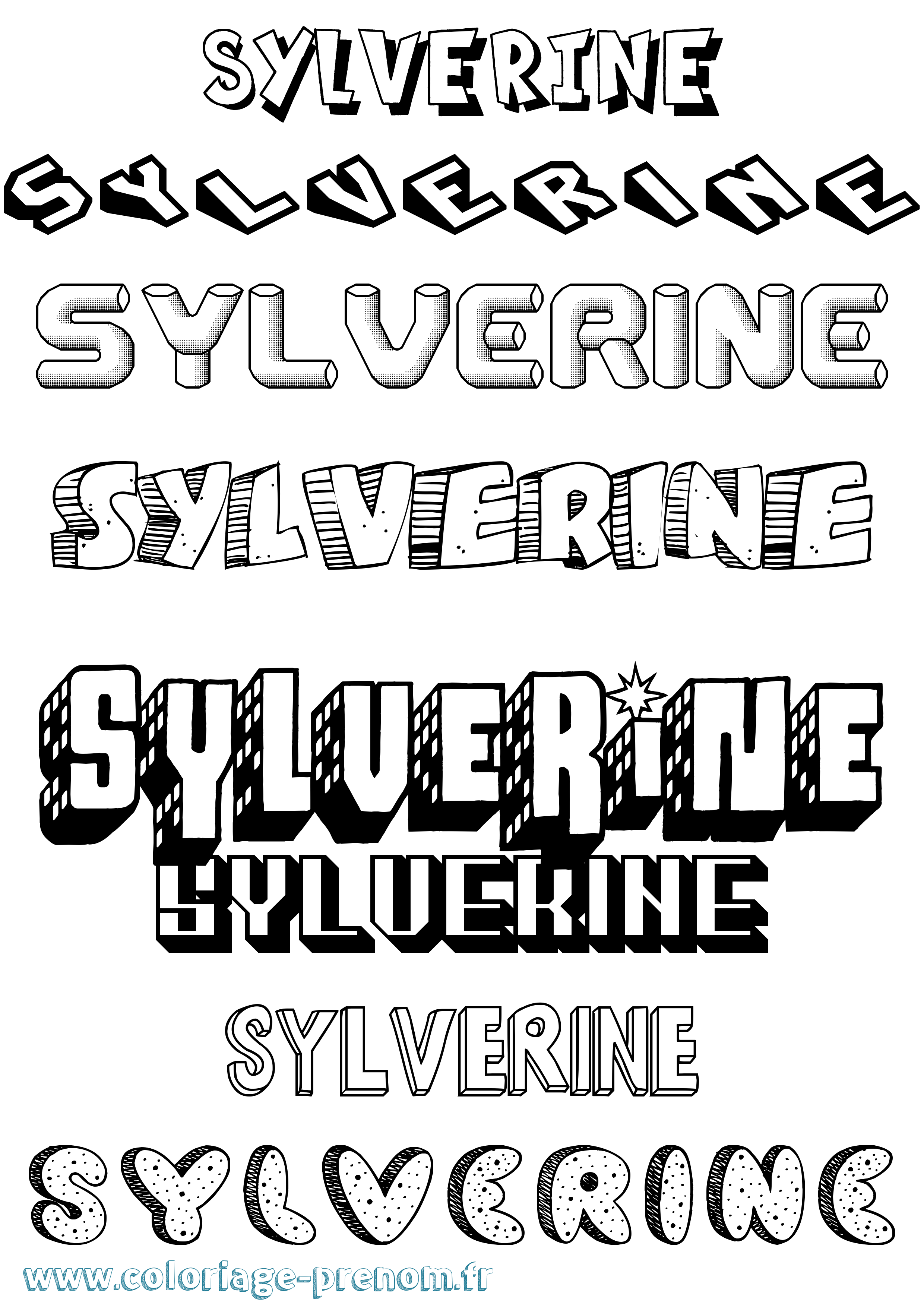 Coloriage prénom Sylverine Effet 3D