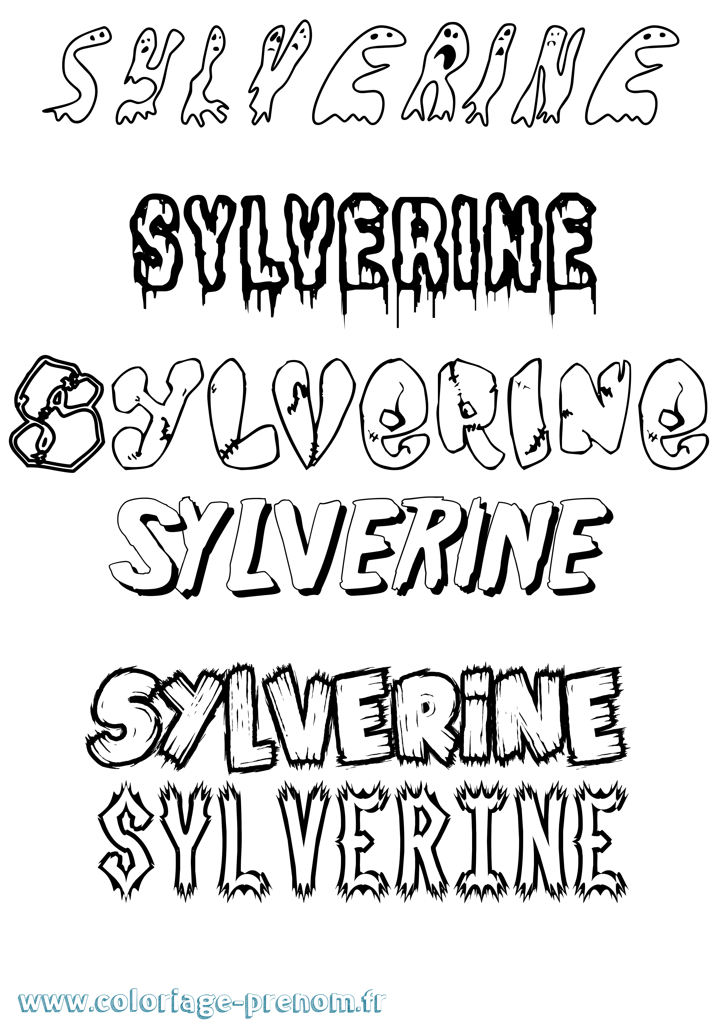 Coloriage prénom Sylverine Frisson