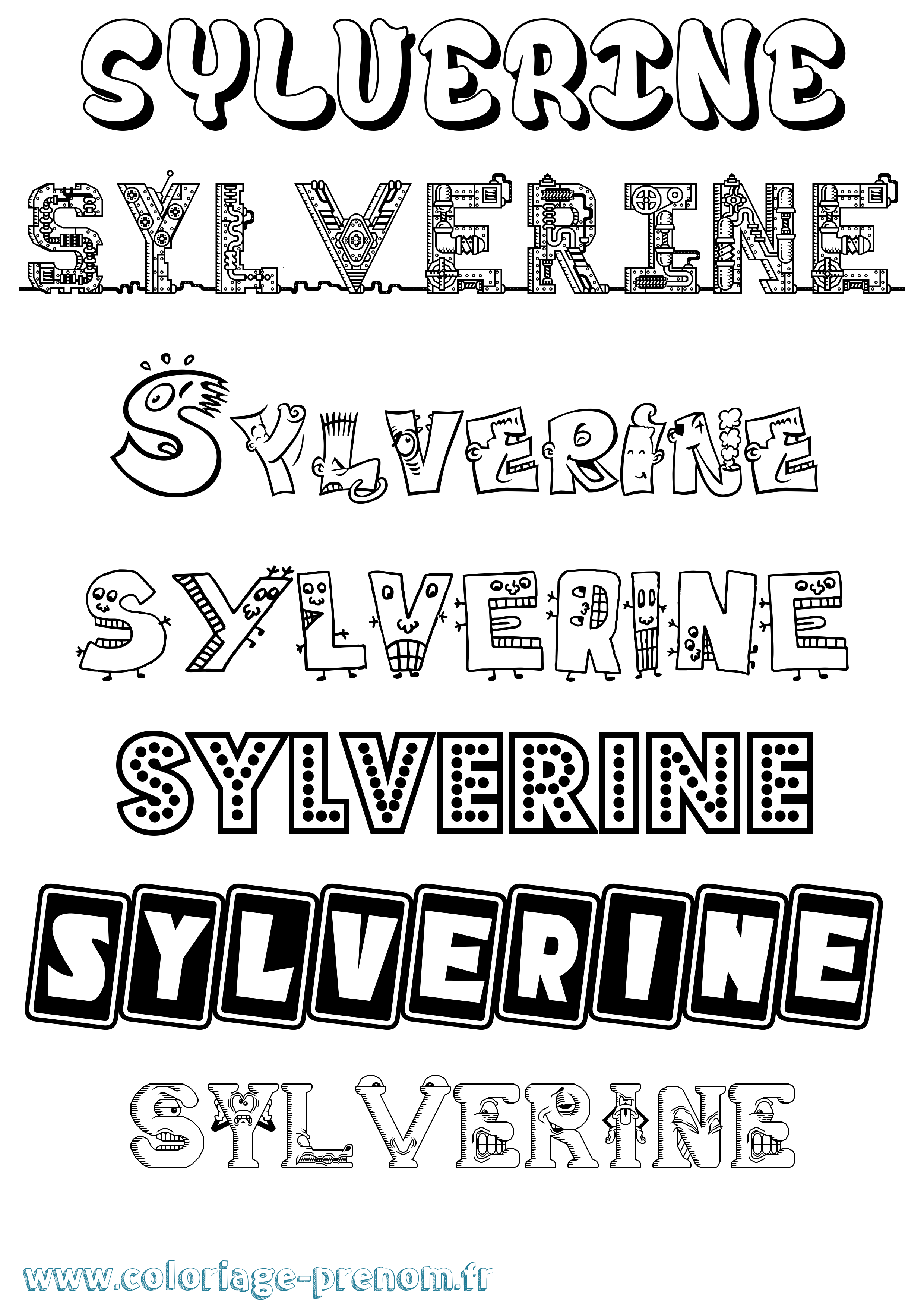 Coloriage prénom Sylverine Fun