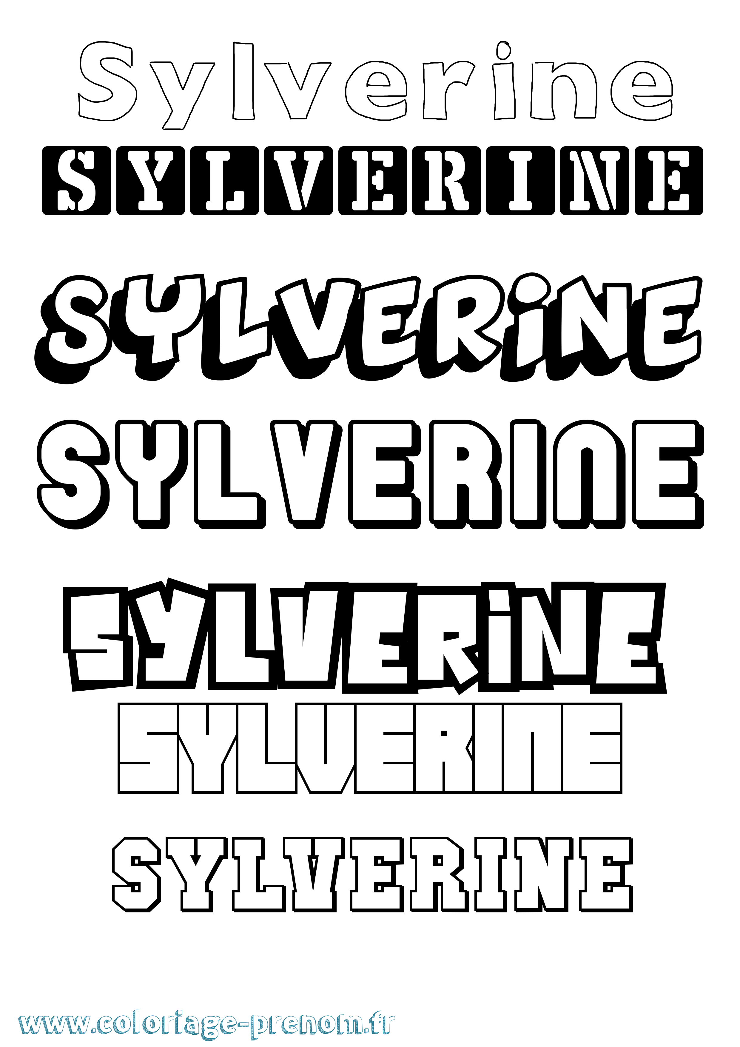 Coloriage prénom Sylverine Simple