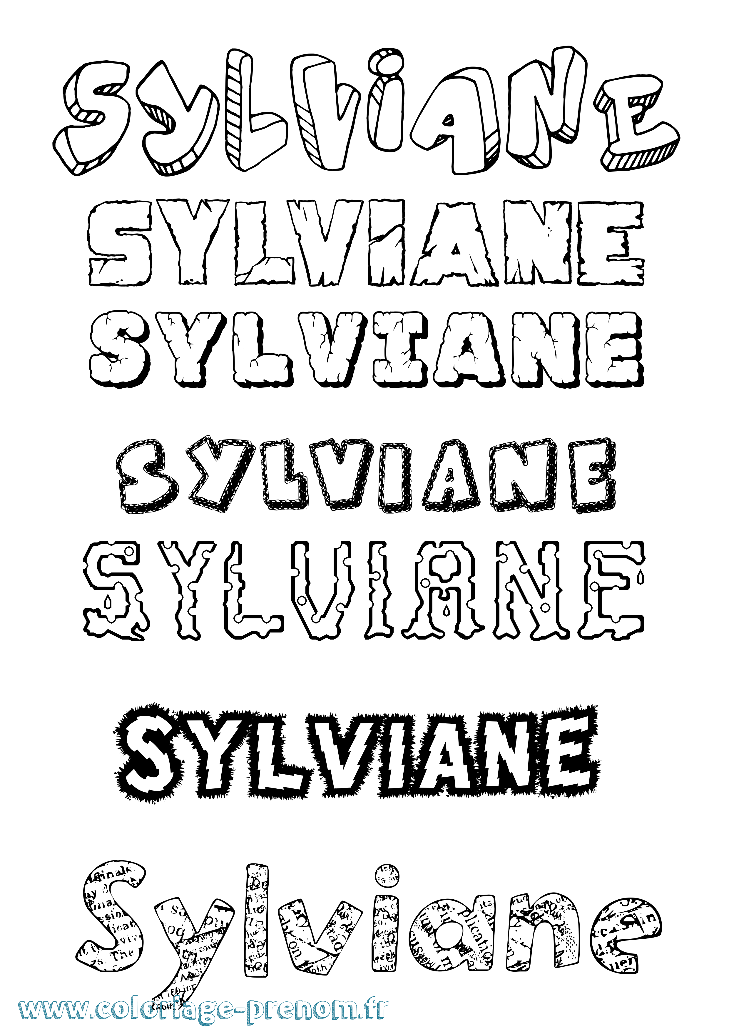 Coloriage prénom Sylviane Destructuré