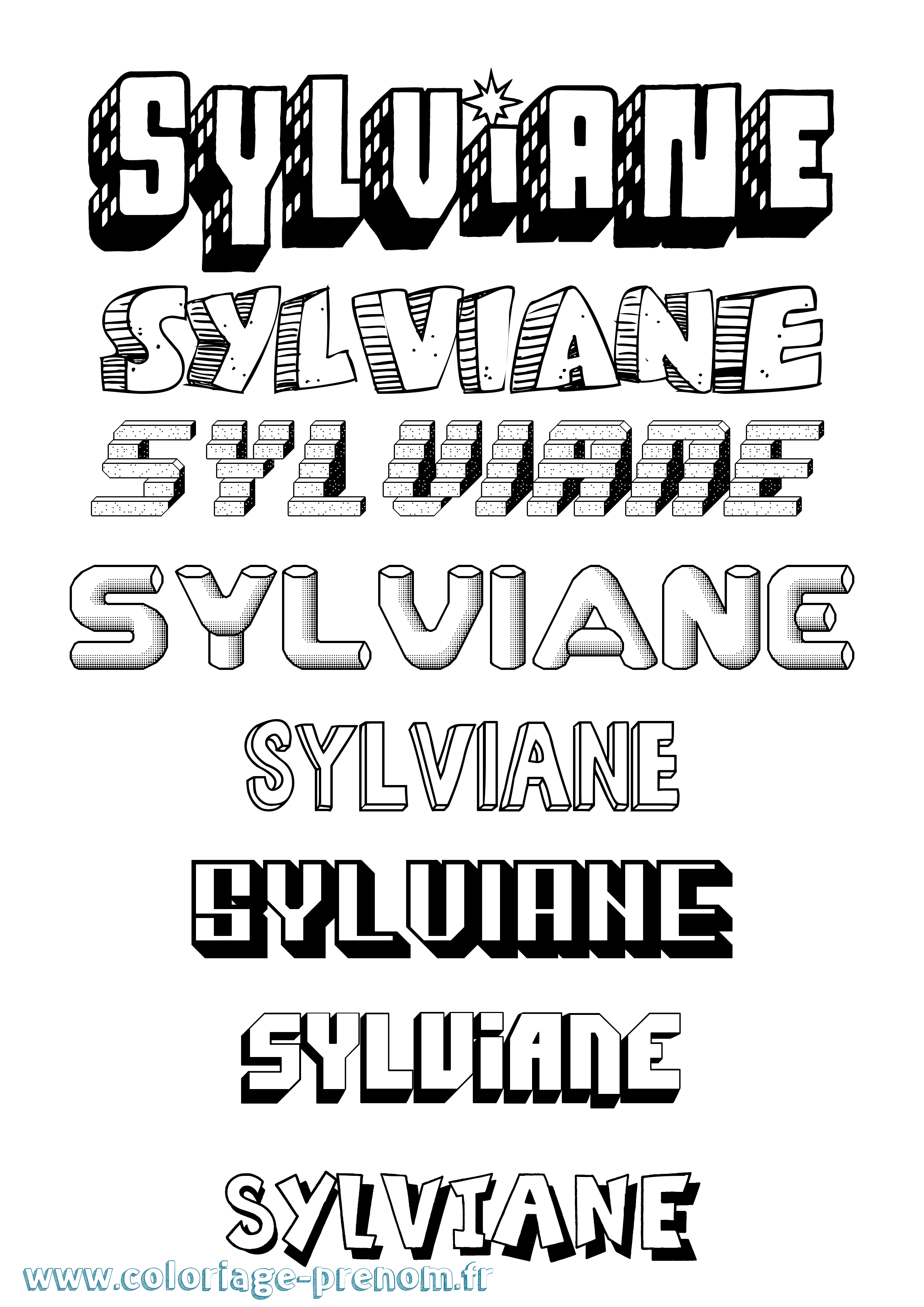 Coloriage prénom Sylviane Effet 3D